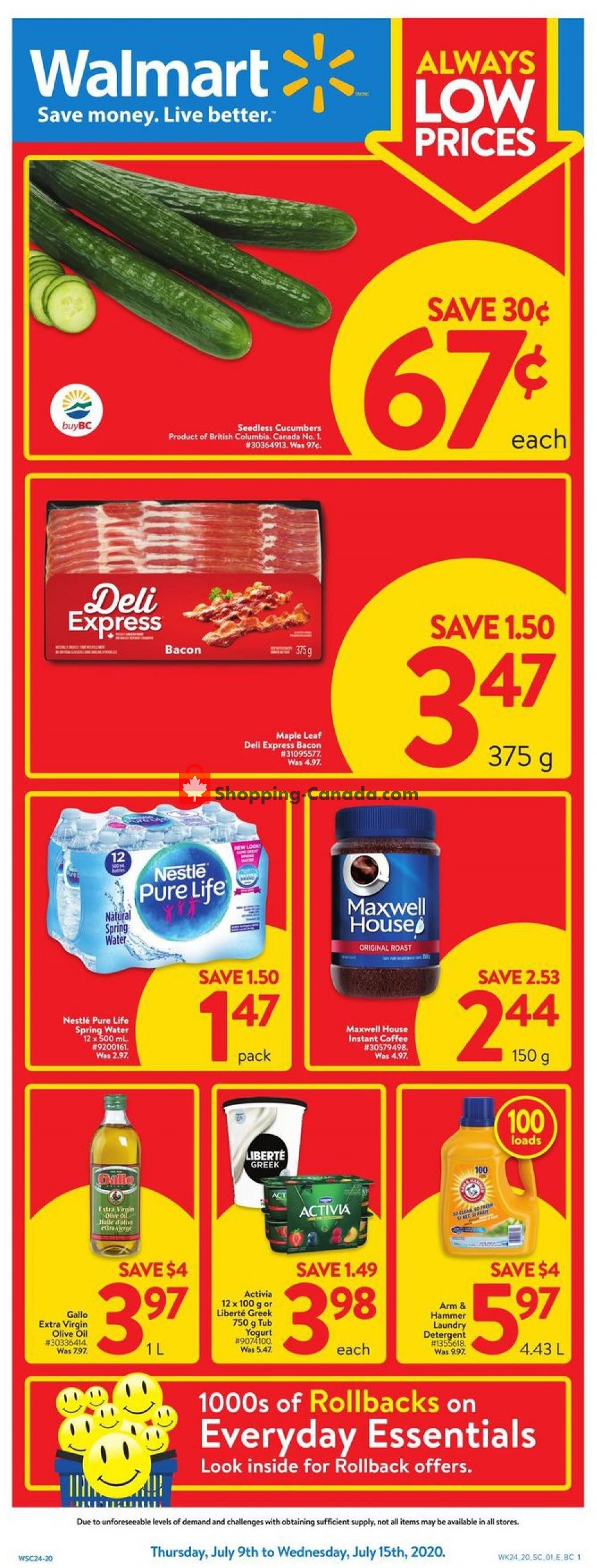 Walmart flyer from Thursday July 9, 2020 to Wednesday July 15, 2020 - page 1