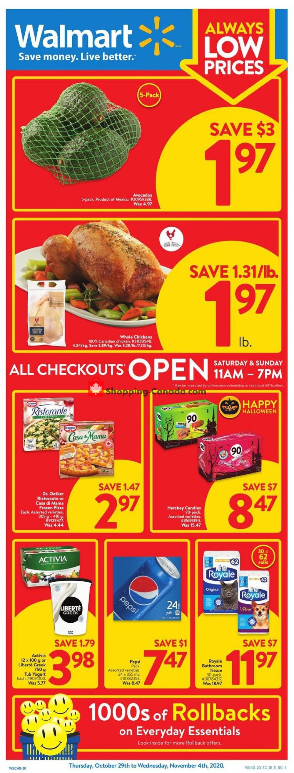 Walmart flyer from Thursday October 29, 2020 to Wednesday November 4, 2020 - page 1