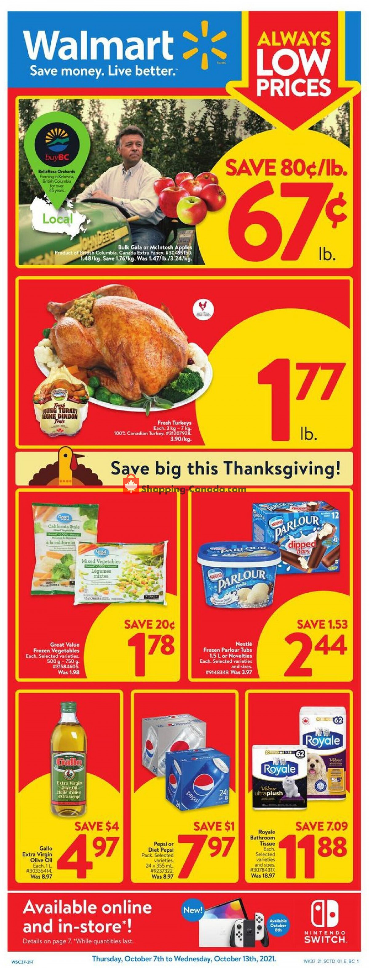 Walmart flyer from Thursday October 7, 2021 to Wednesday October 13, 2021 - page 1