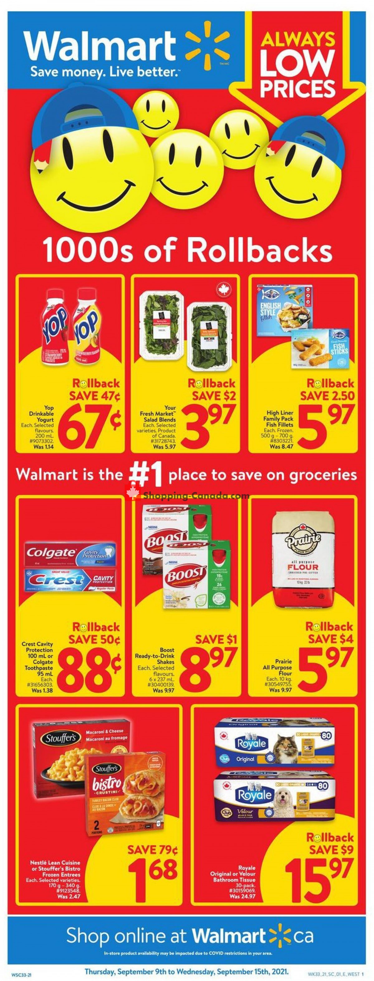 Walmart flyer from Thursday September 9, 2021 to Wednesday September 15, 2021 - page 1