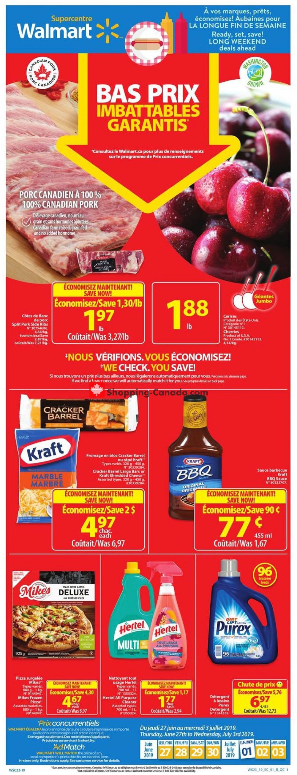 Walmart flyer from Thursday June 27, 2019 to Wednesday July 3, 2019 - page 1