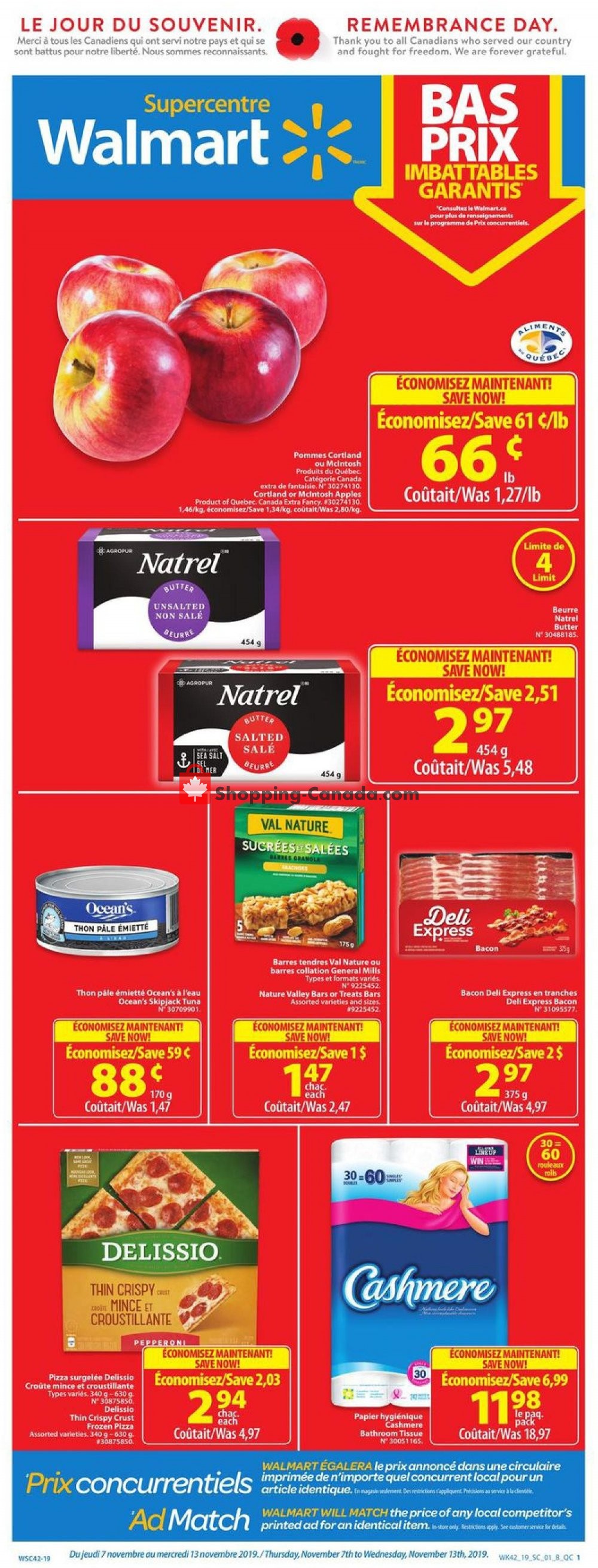 Walmart flyer from Thursday November 7, 2019 to Wednesday November 13, 2019 - page 1