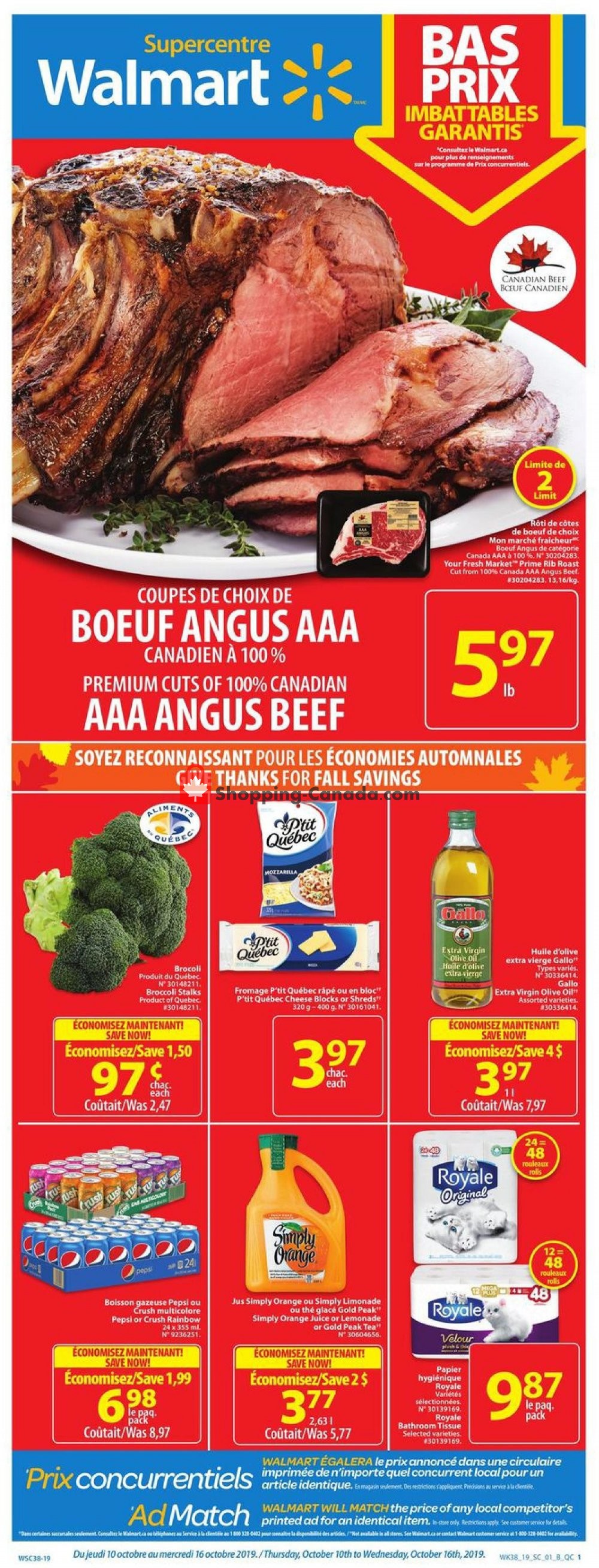 Walmart flyer from Thursday October 10, 2019 to Wednesday October 16, 2019 - page 1