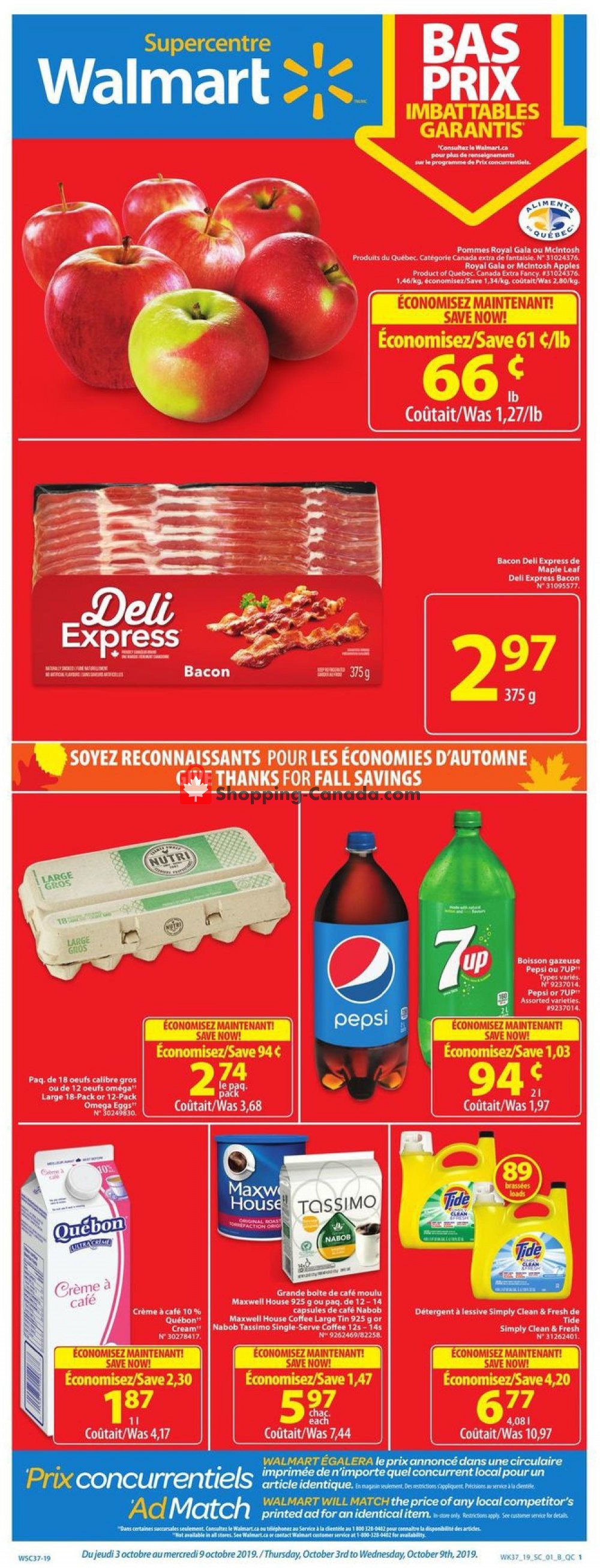 Walmart flyer from Thursday October 3, 2019 to Wednesday October 9, 2019 - page 1