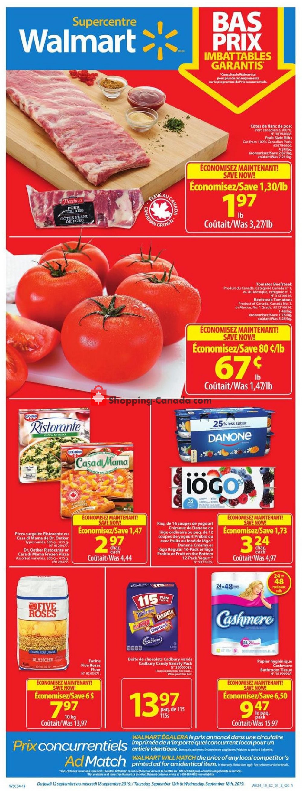 Walmart flyer from Thursday September 12, 2019 to Wednesday September 18, 2019 - page 1