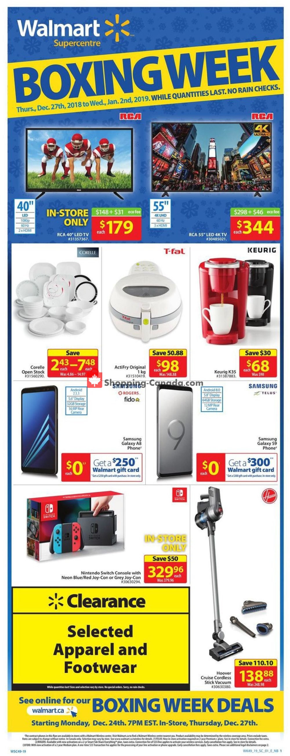 Walmart flyer from Thursday December 27, 2018 to Wednesday January 2, 2019 - page 1