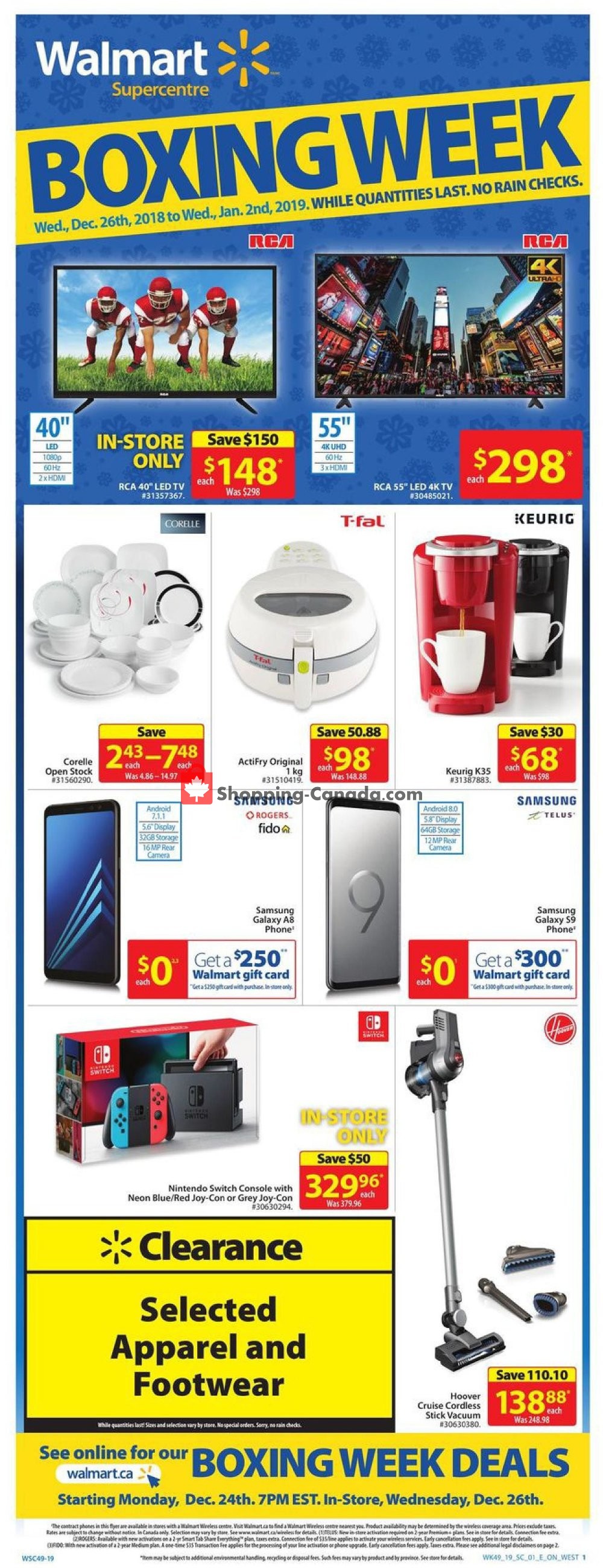 Walmart flyer from Wednesday December 26, 2018 to Wednesday January 2, 2019 - page 1