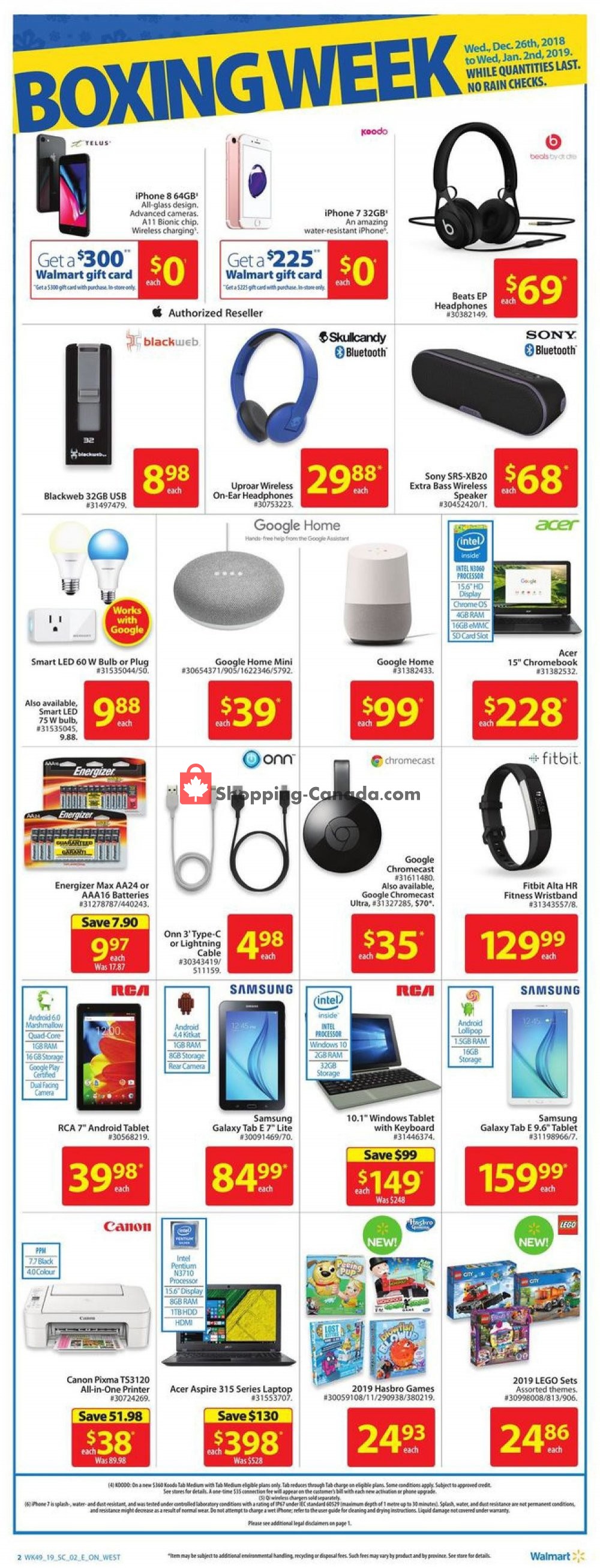 Walmart flyer from Wednesday December 26, 2018 to Wednesday January 2, 2019 - page 2