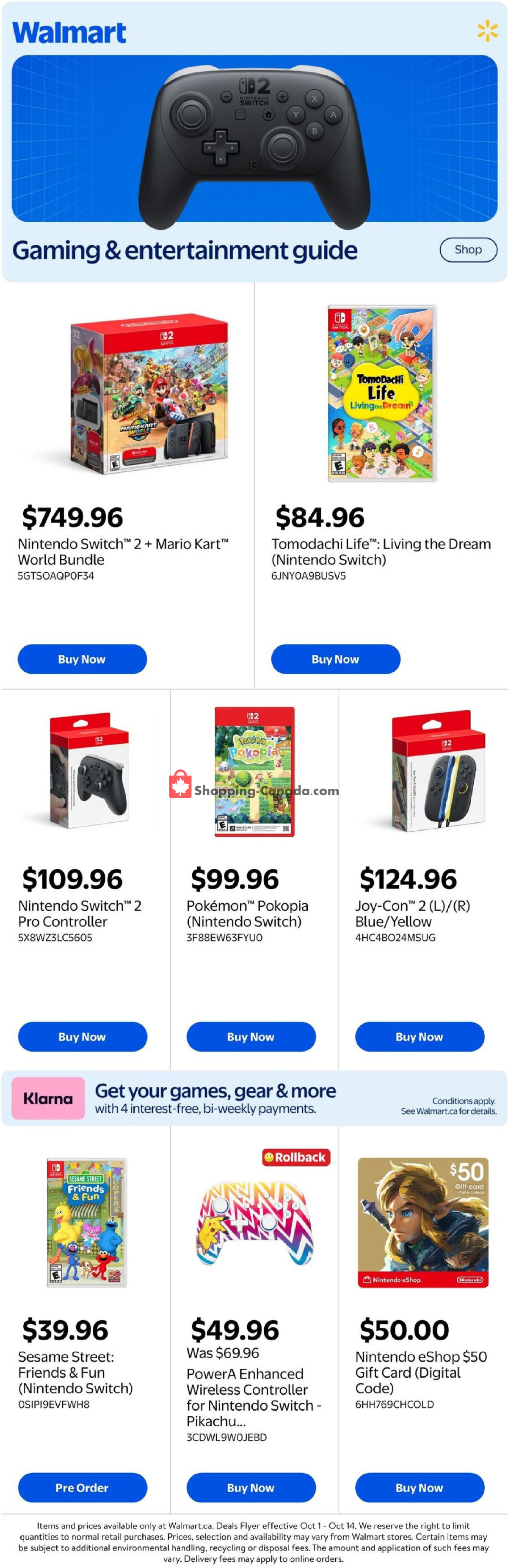 Walmart flyer from Thursday October 1, 2026 to Wednesday October 14, 2026 - page 1