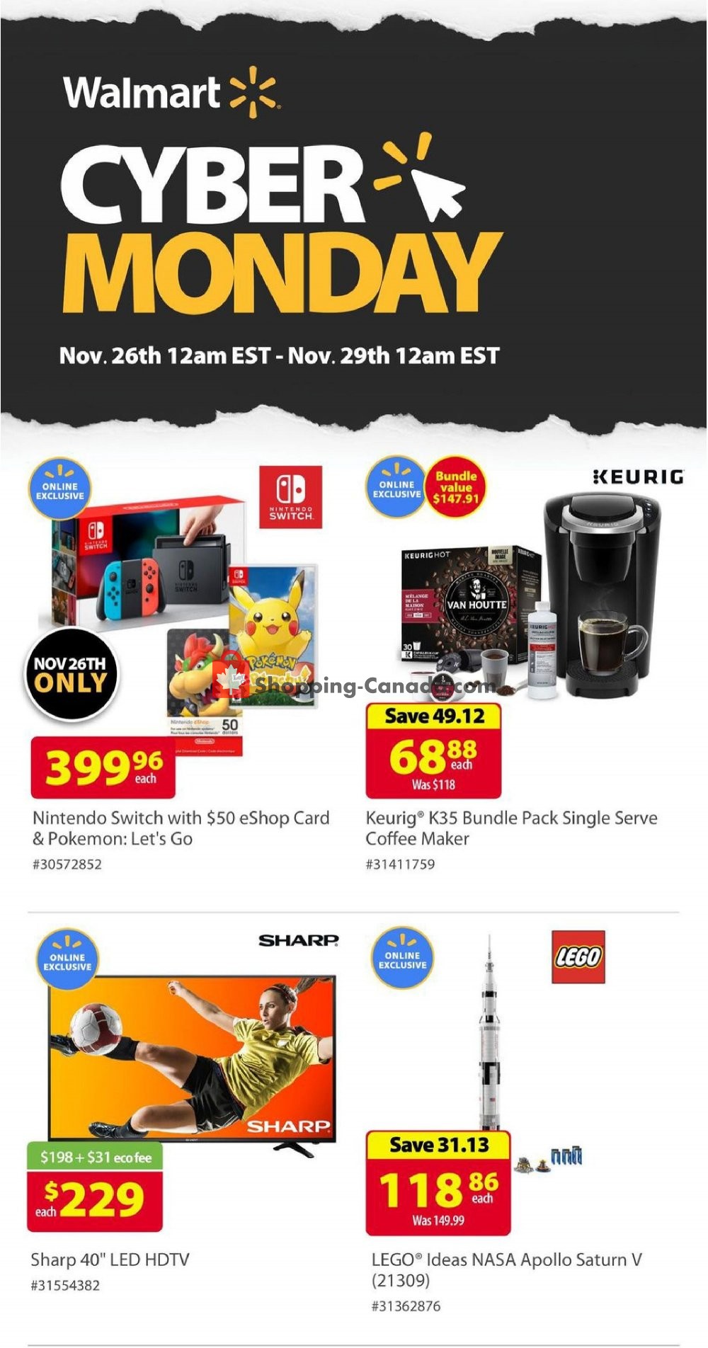 Walmart flyer from Monday November 26, 2018 to Thursday November 29, 2018 - page 1