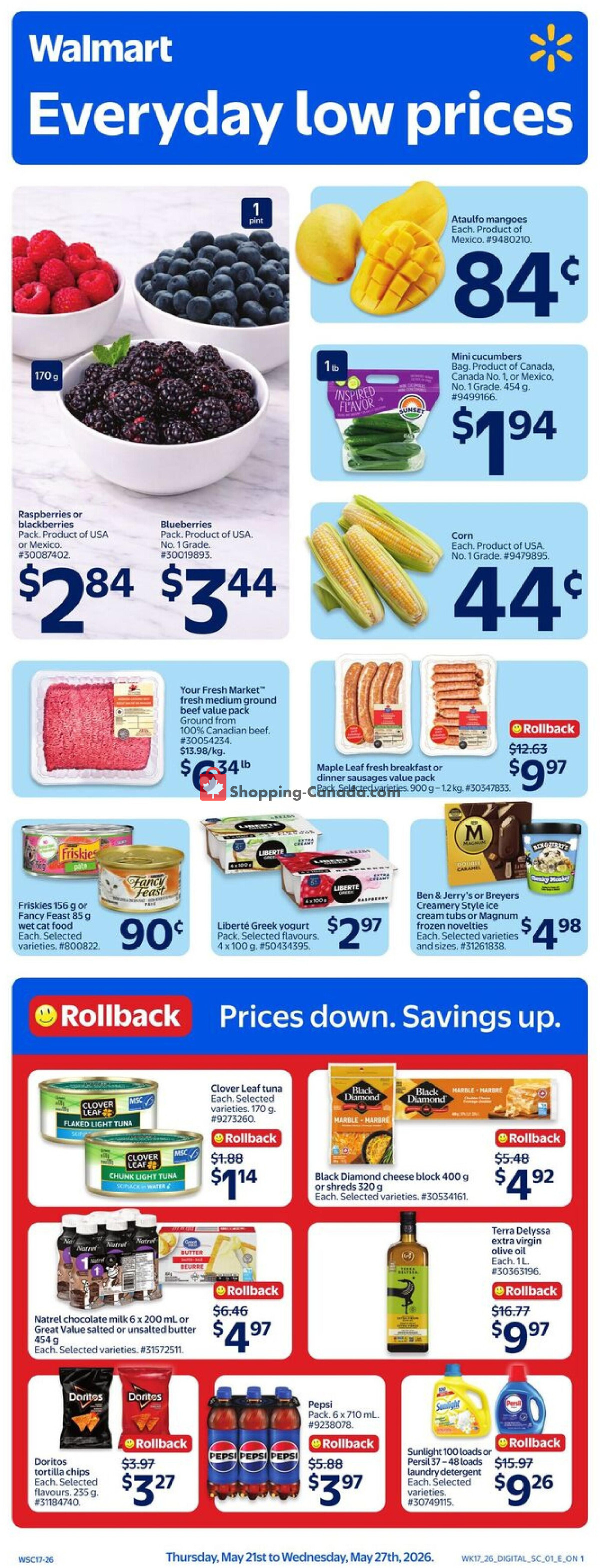 Walmart flyer from Thursday May 21, 2026 to Wednesday May 27, 2026 - page 1