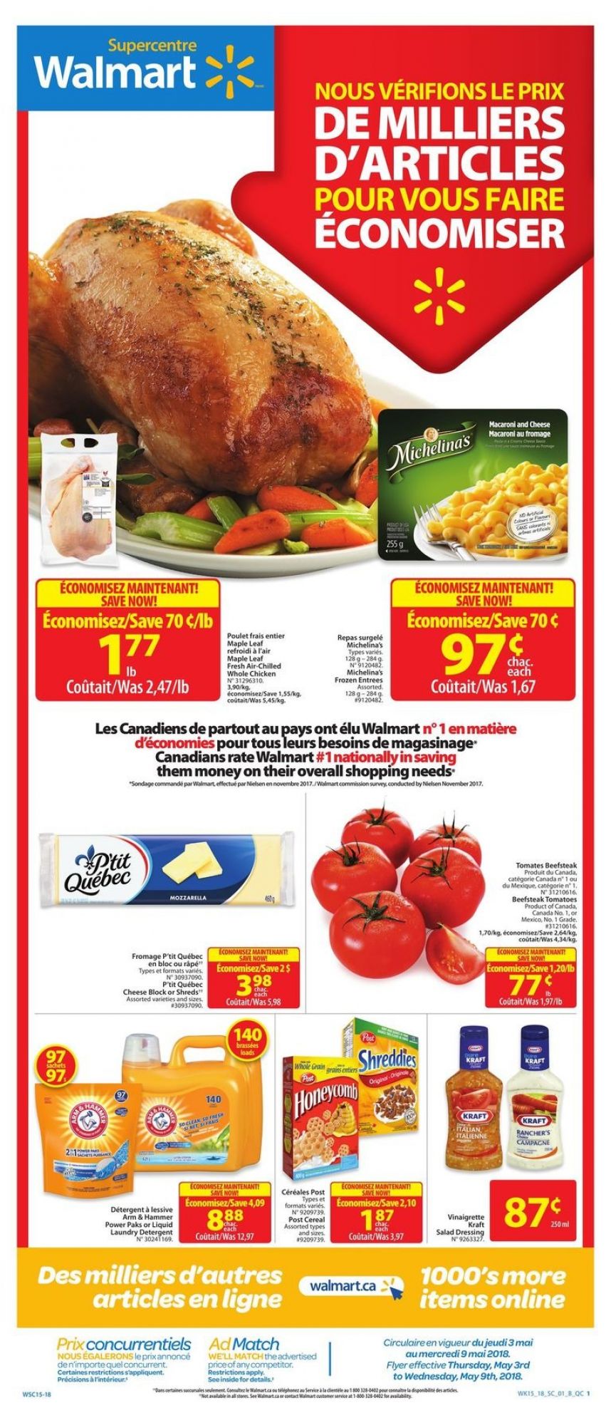Walmart flyer from Thursday May 3, 2018 to Wednesday May 9, 2018 - page 1