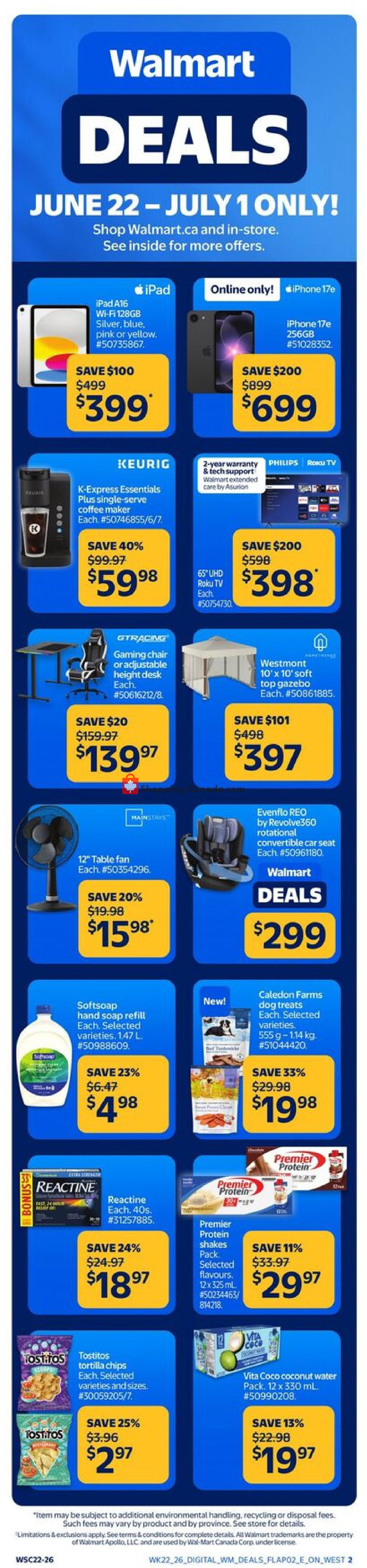 Walmart flyer from Monday June 22, 2026 to Wednesday July 1, 2026 - page 1