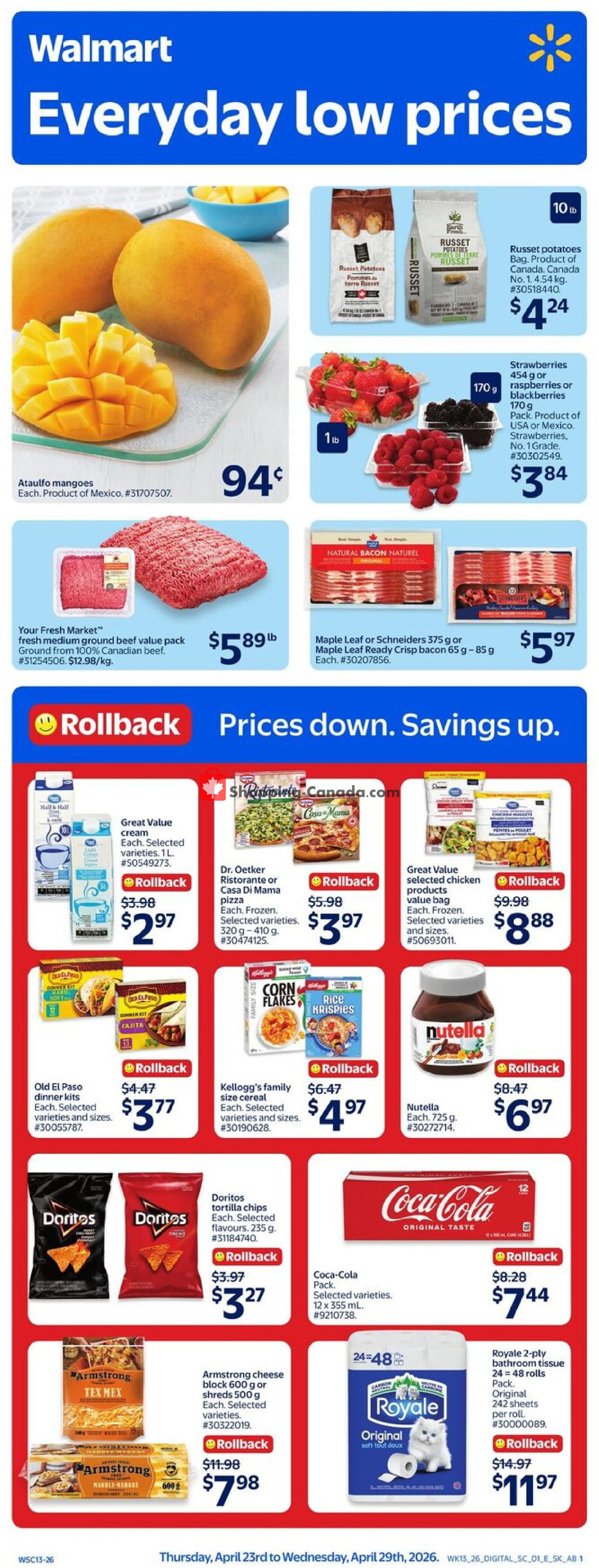 Walmart flyer from Thursday April 23, 2026 to Wednesday April 29, 2026 - page 1