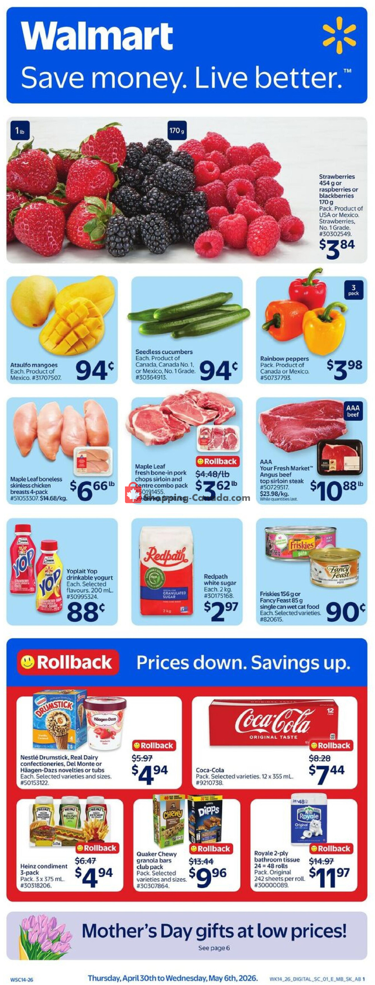 Walmart flyer from Thursday April 30, 2026 to Wednesday May 6, 2026 - page 1