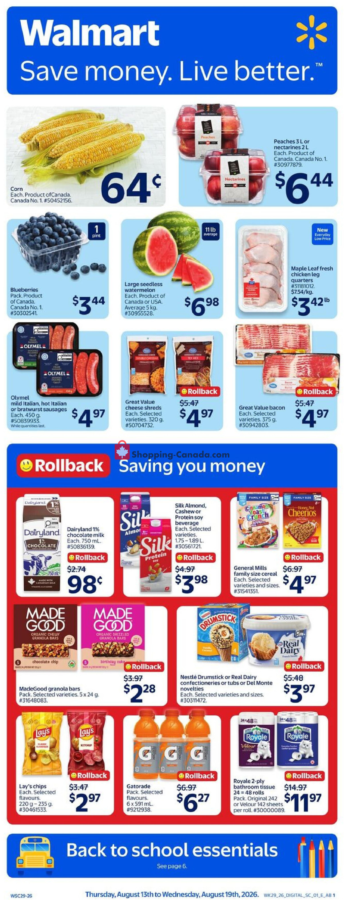 Walmart flyer from Thursday August 13, 2026 to Wednesday August 19, 2026 - page 1