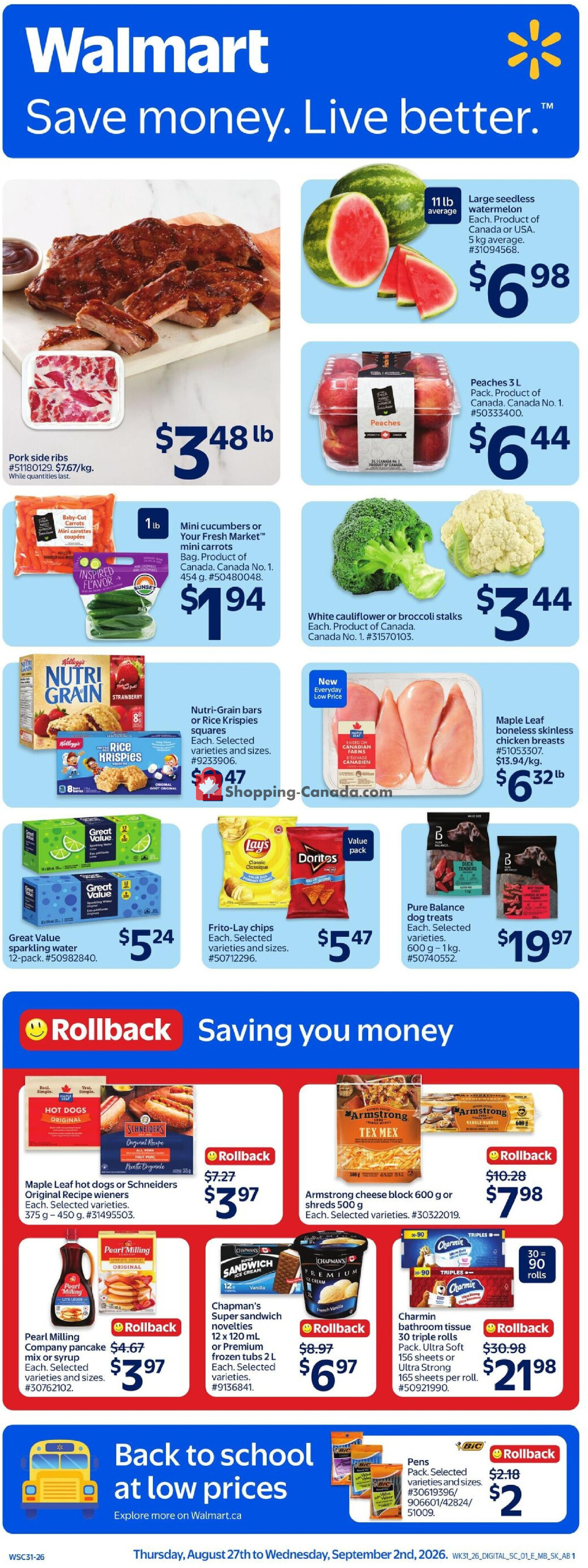 Walmart flyer from Thursday August 27, 2026 to Wednesday September 2, 2026 - page 1