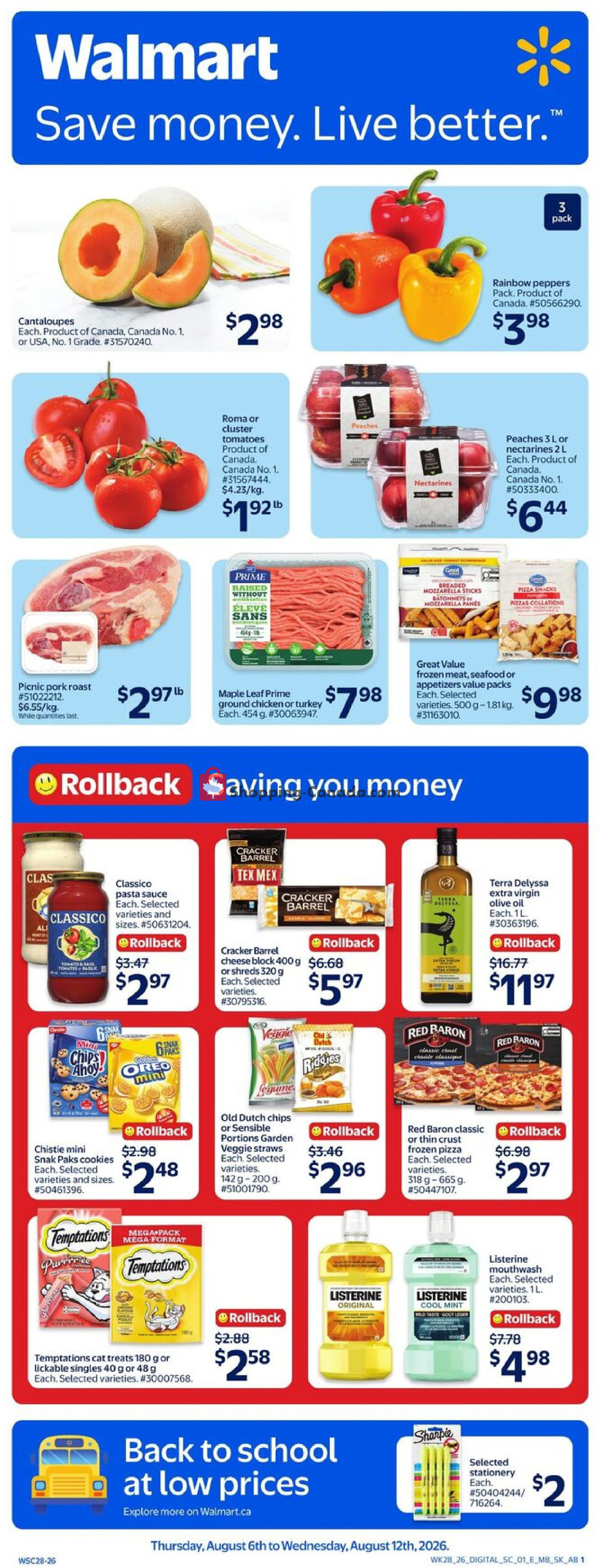 Walmart flyer from Thursday August 6, 2026 to Wednesday August 12, 2026 - page 1