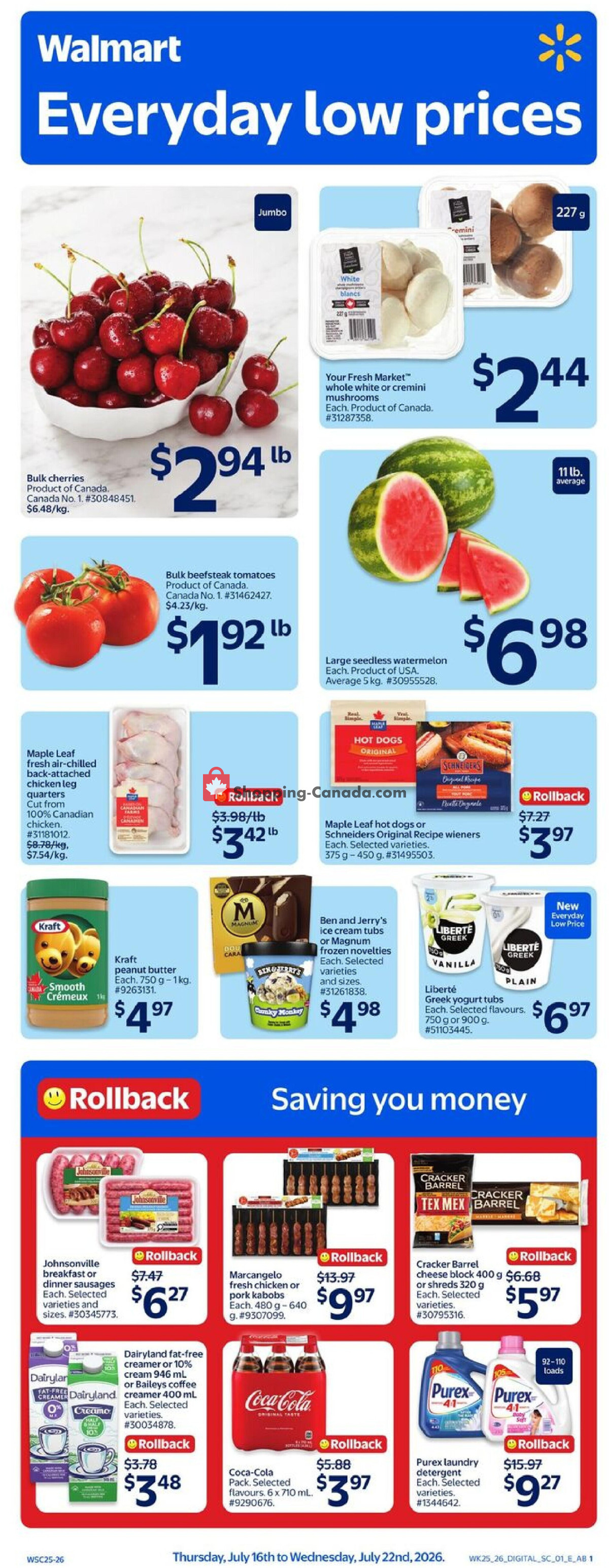 Walmart flyer from Thursday July 16, 2026 to Wednesday July 22, 2026 - page 1