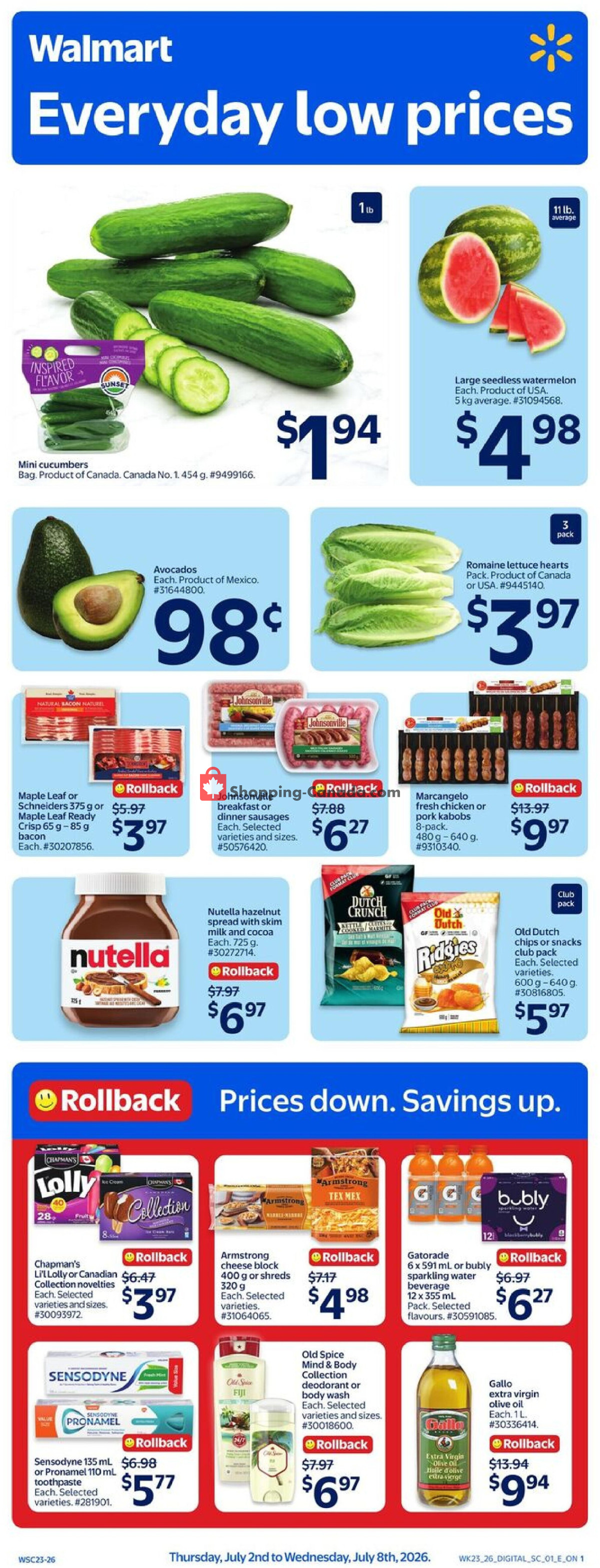 Walmart flyer from Thursday July 2, 2026 to Wednesday July 8, 2026 - page 1