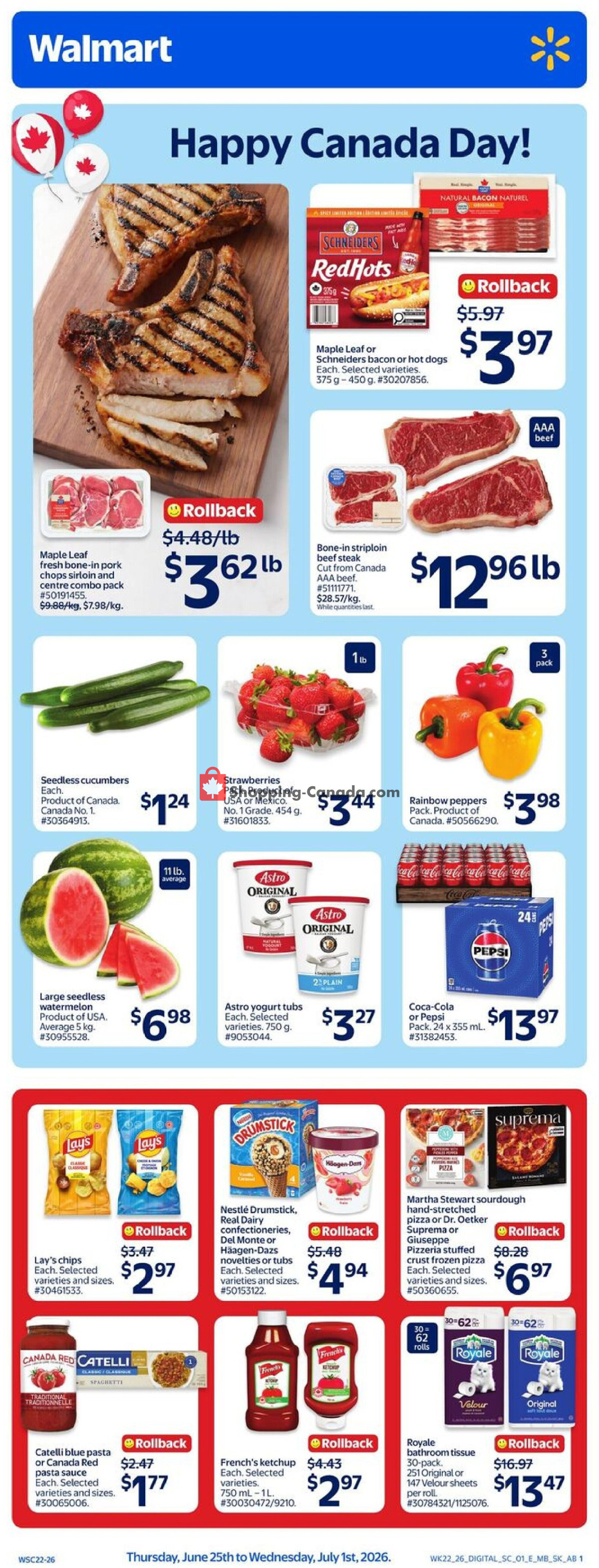 Walmart flyer from Thursday June 25, 2026 to Wednesday July 1, 2026 - page 1
