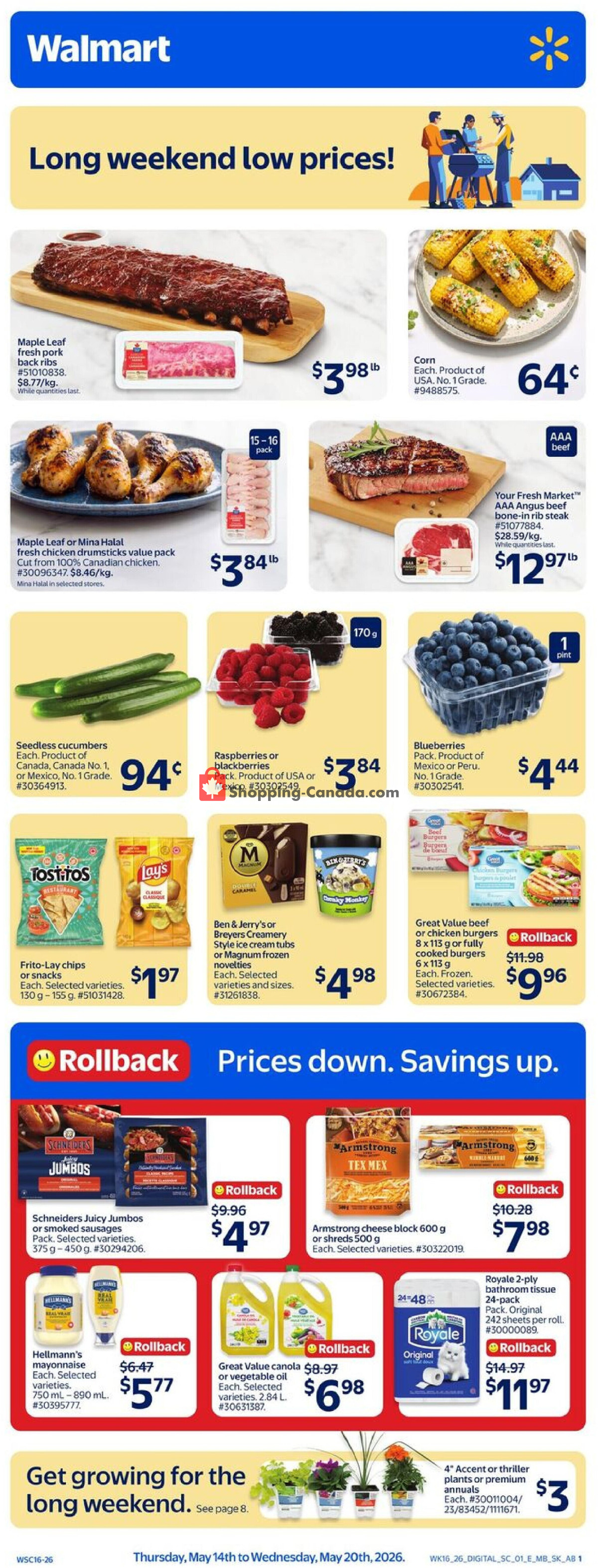 Walmart flyer from Thursday May 14, 2026 to Wednesday May 20, 2026 - page 1