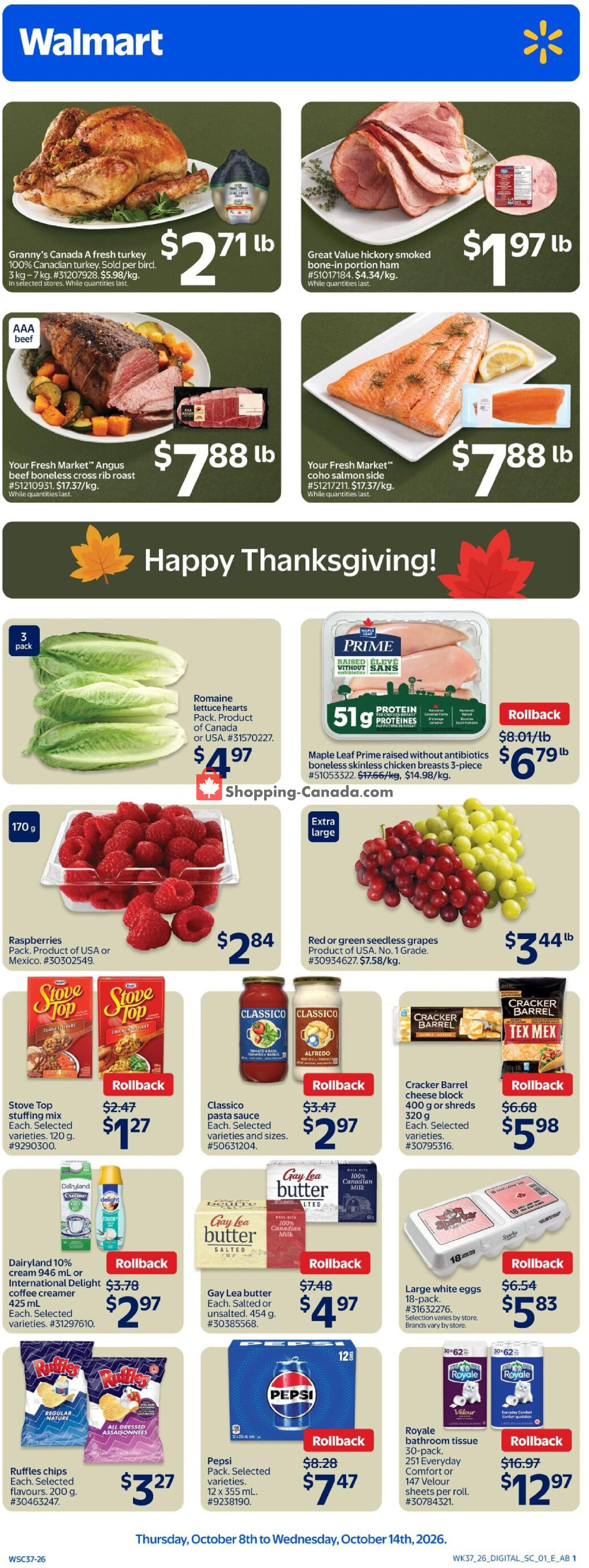 First page of Walmart flyer - preview - from Thursday October 8, 2026 to Wednesday October 14, 2026