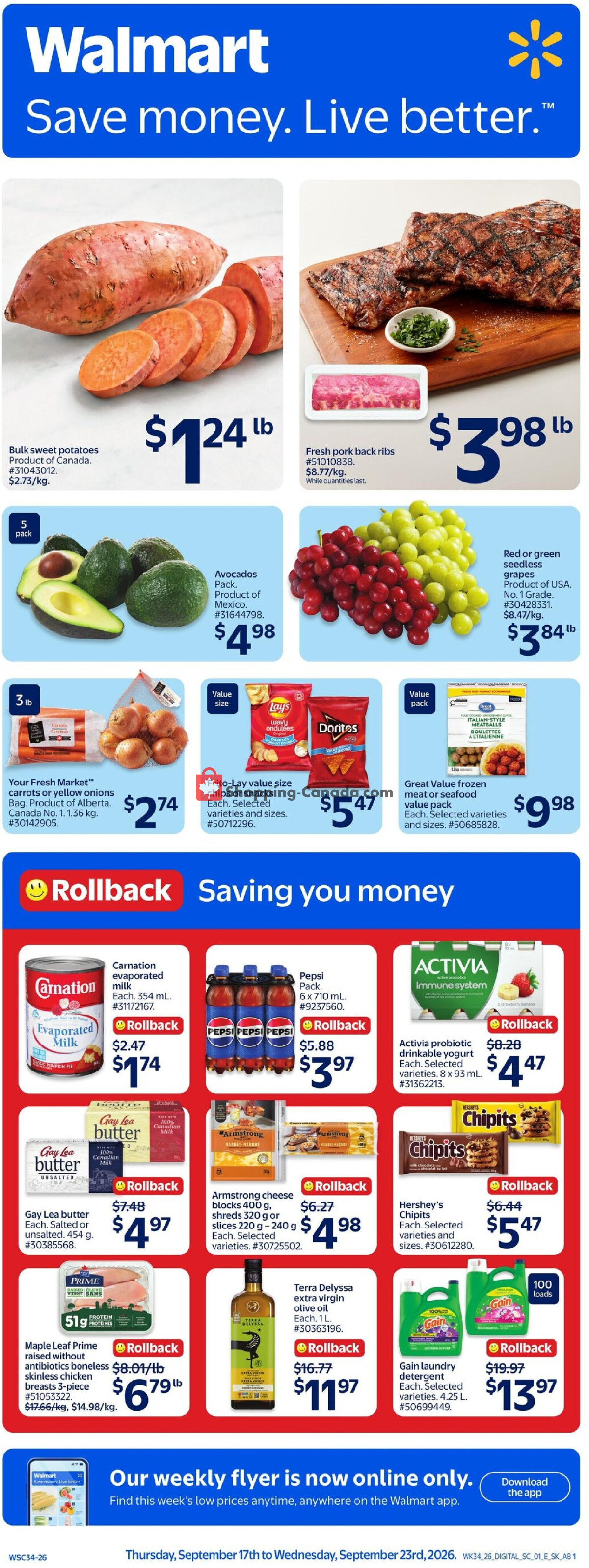 Walmart flyer from Thursday September 17, 2026 to Wednesday September 23, 2026 - page 1