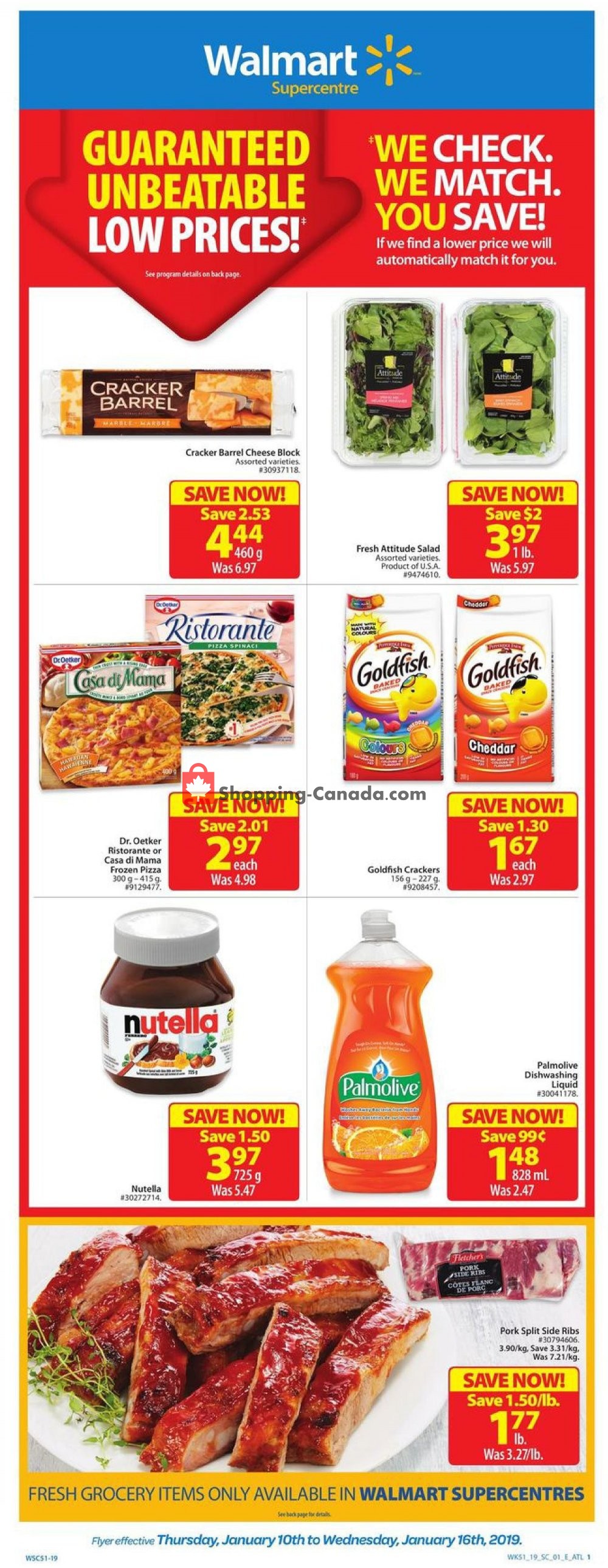 Walmart flyer from Thursday January 10, 2019 to Wednesday January 16, 2019 - page 1