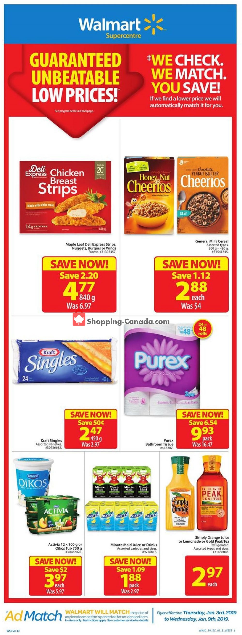 Walmart canada flyer guaranteed unbeatable bc january 3 