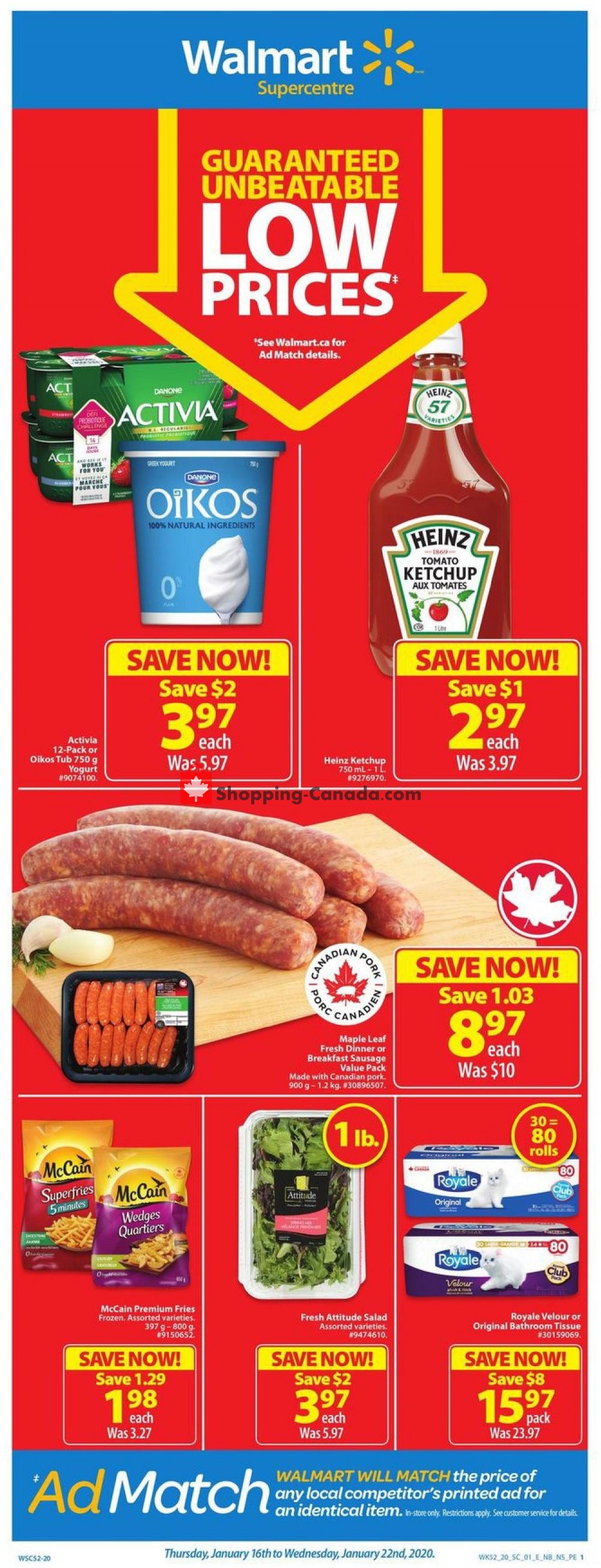 Walmart flyer from Thursday January 16, 2020 to Wednesday January 22, 2020 - page 1