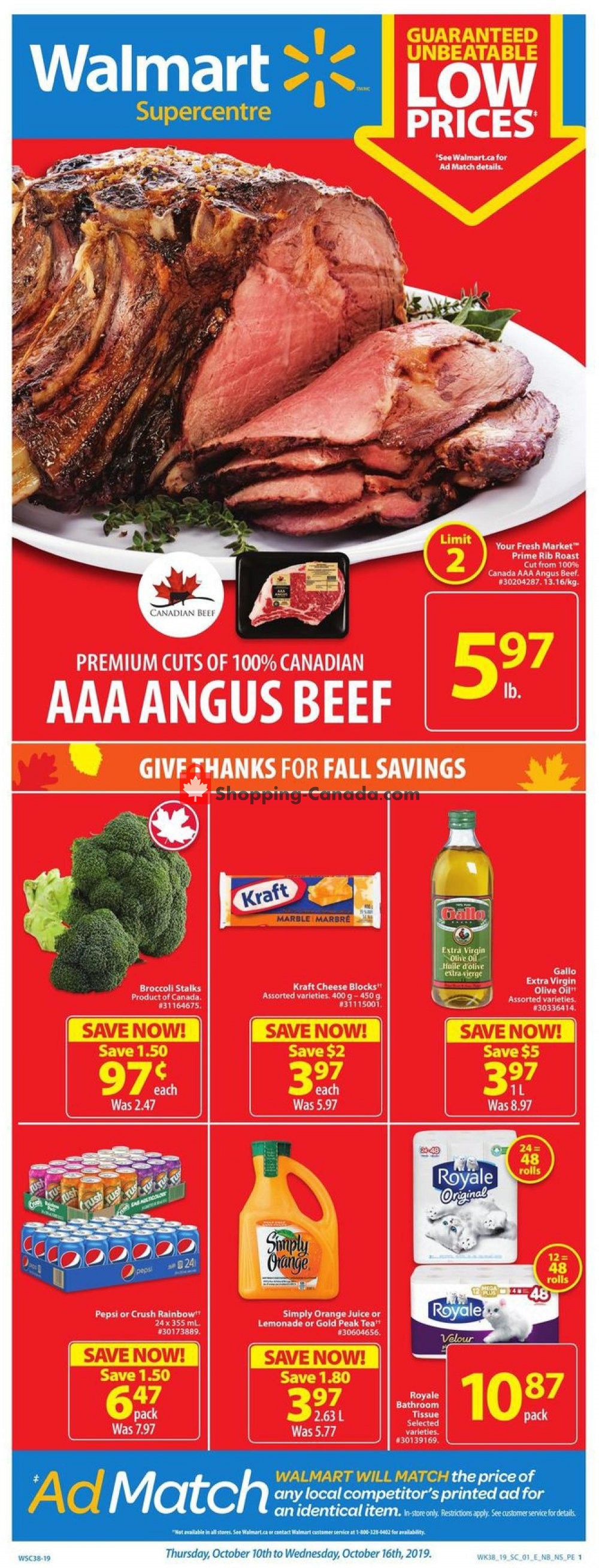Walmart flyer from Thursday October 10, 2019 to Wednesday October 16, 2019 - page 1