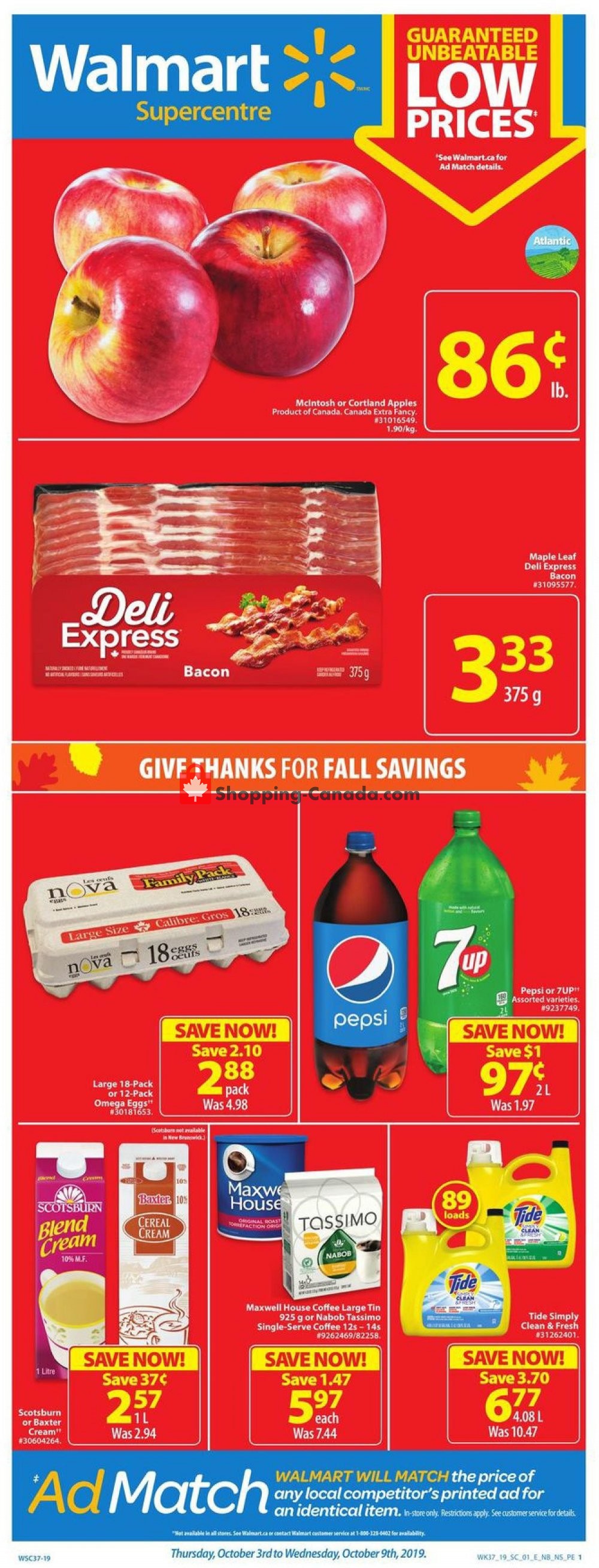 Walmart flyer from Thursday October 3, 2019 to Wednesday October 9, 2019 - page 1