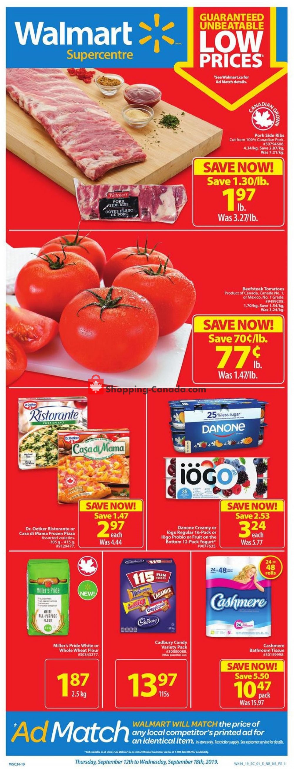 Walmart flyer from Thursday September 12, 2019 to Wednesday September 18, 2019 - page 1