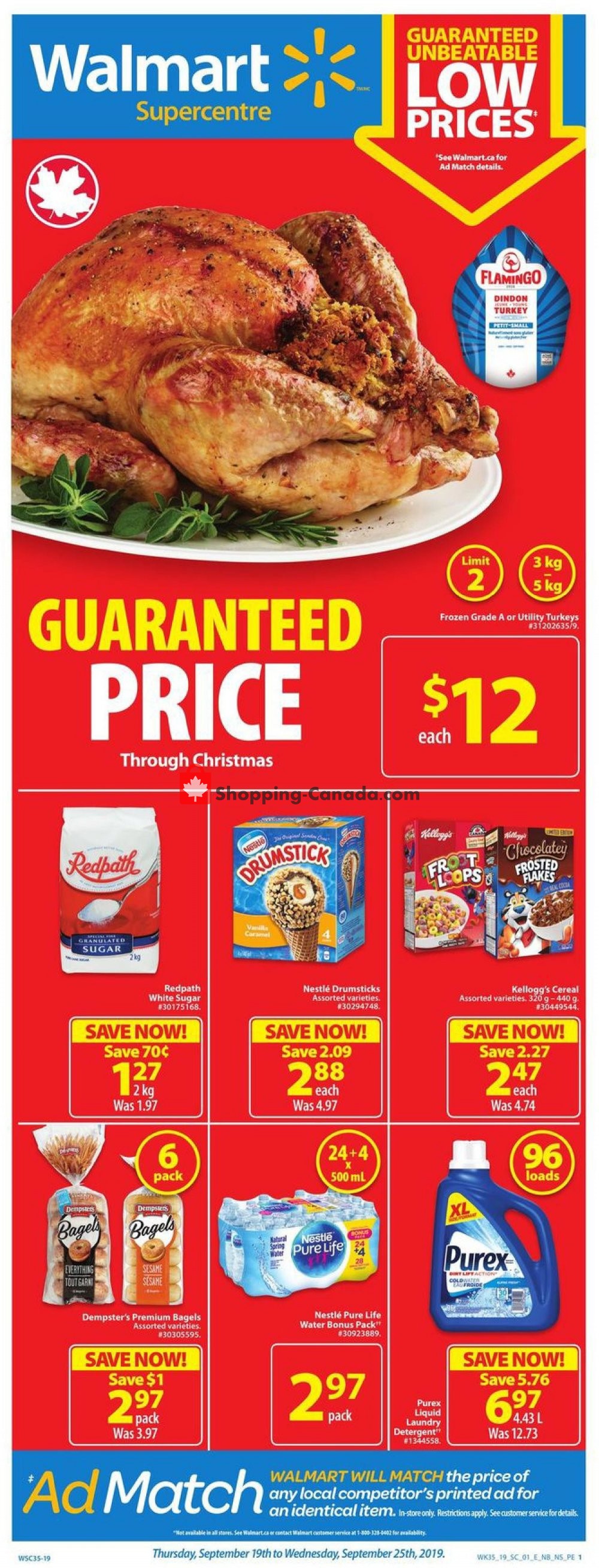 Walmart flyer from Thursday September 19, 2019 to Wednesday September 25, 2019 - page 1