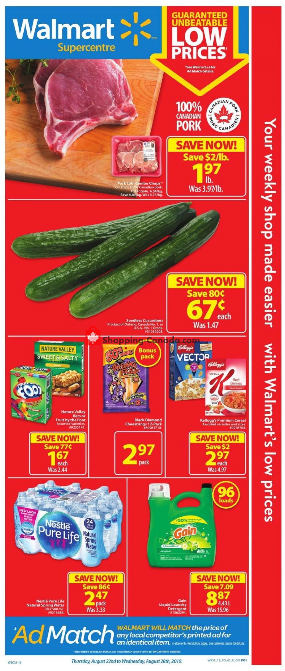 Walmart flyer from Thursday August 22, 2019 to Wednesday August 28, 2019 - page 1