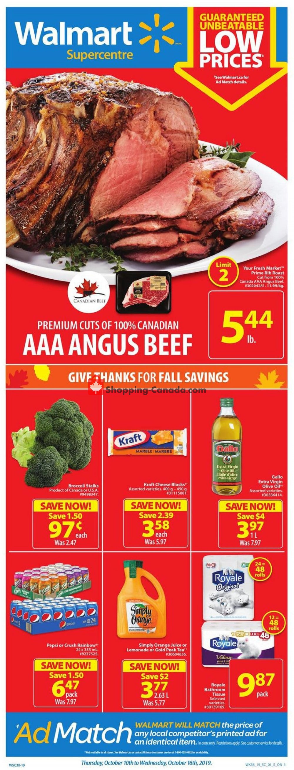 Walmart flyer from Thursday October 10, 2019 to Wednesday October 16, 2019 - page 1