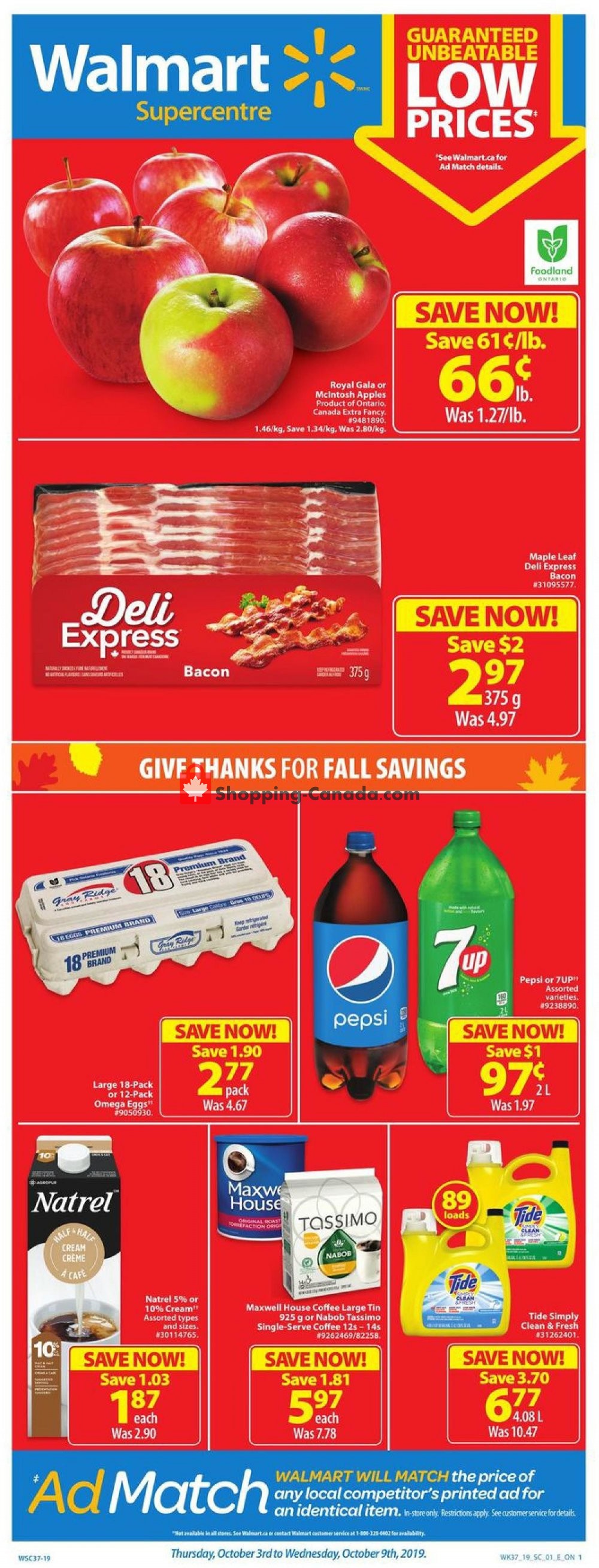 Walmart flyer from Thursday October 3, 2019 to Wednesday October 9, 2019 - page 1