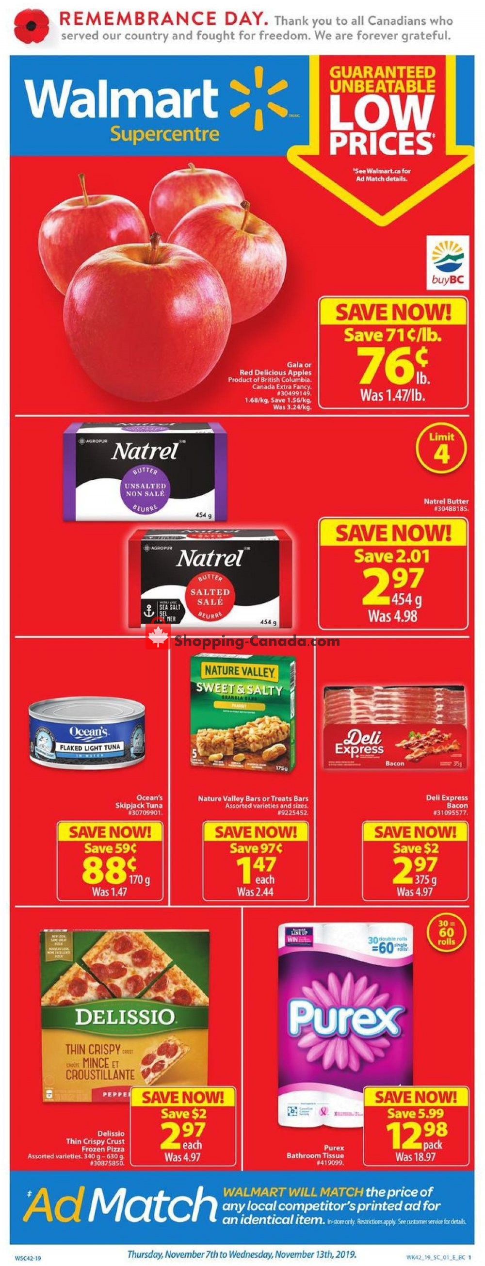 Walmart flyer from Thursday November 7, 2019 to Wednesday November 13, 2019 - page 1