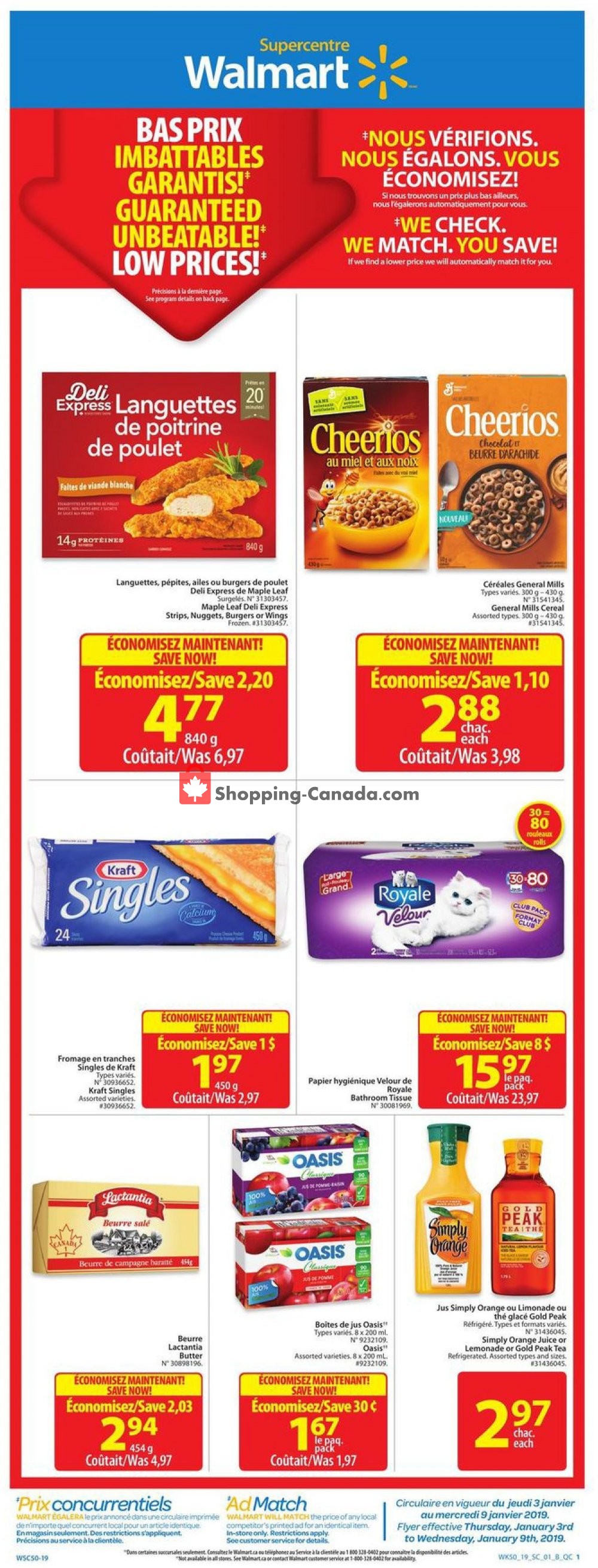 Walmart flyer from Thursday January 3, 2019 to Wednesday January 9, 2019 - page 1