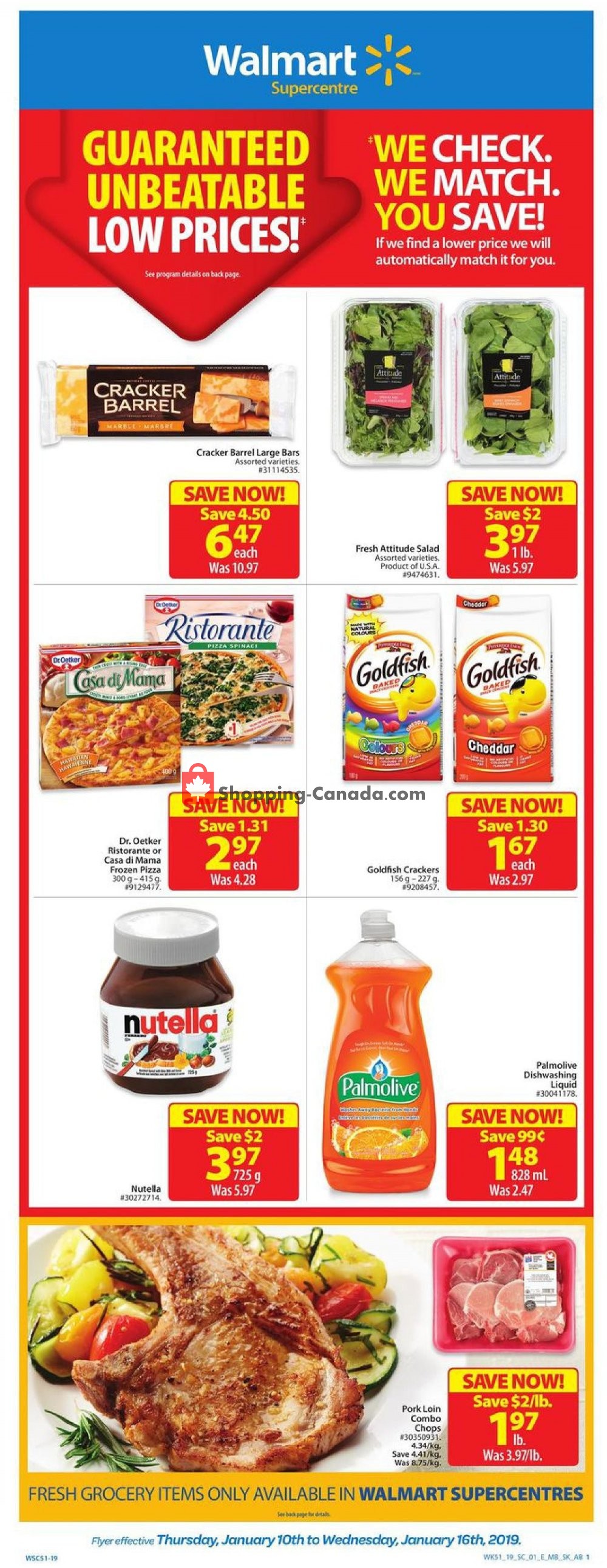 Walmart flyer from Thursday January 10, 2019 to Wednesday January 16, 2019 - page 1