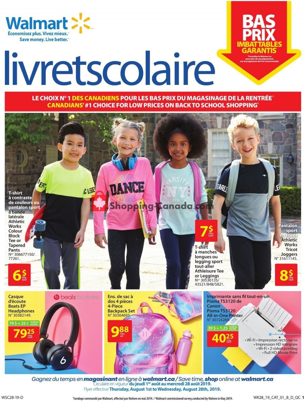 Walmart flyer from Thursday August 1, 2019 to Wednesday August 28, 2019 - page 1