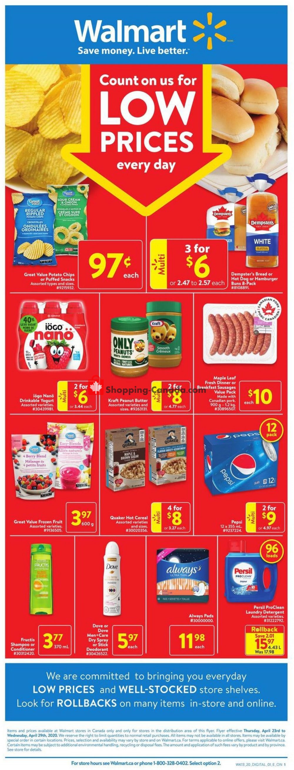 Walmart flyer from Thursday April 23, 2020 to Wednesday April 29, 2020 - page 1