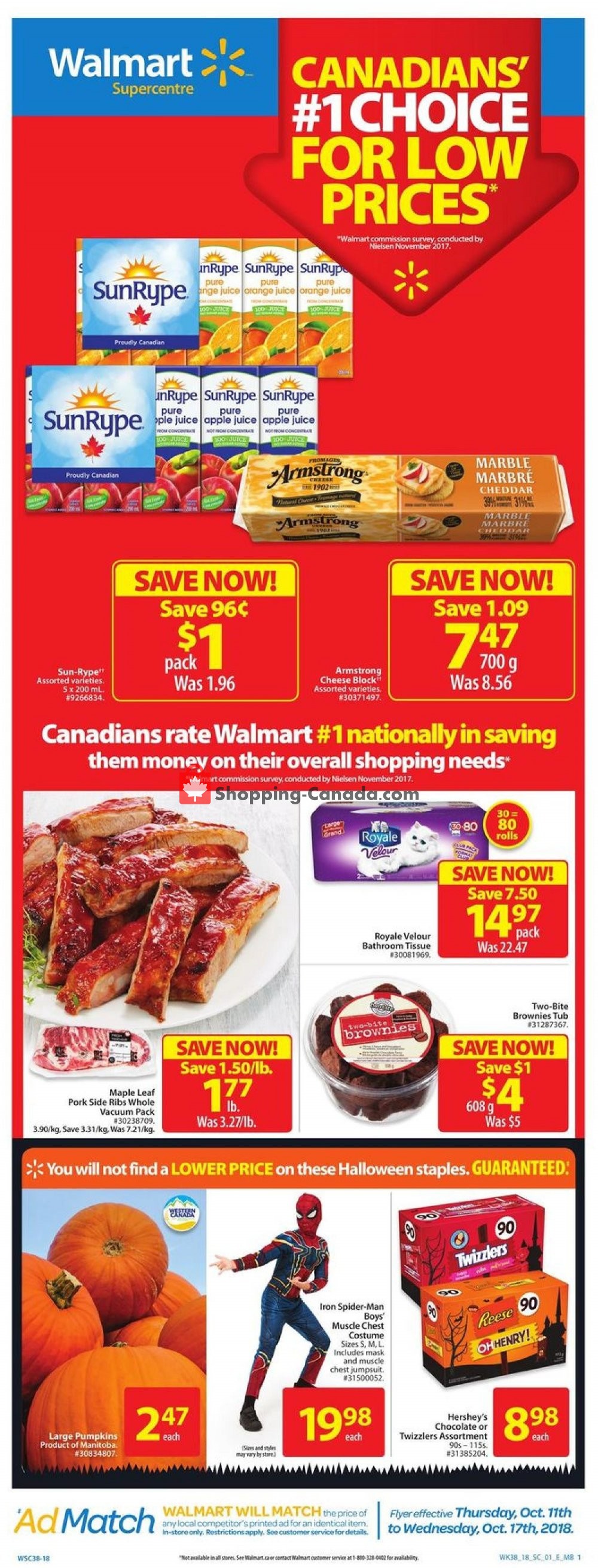 Walmart flyer from Thursday October 11, 2018 to Wednesday October 17, 2018 - page 1
