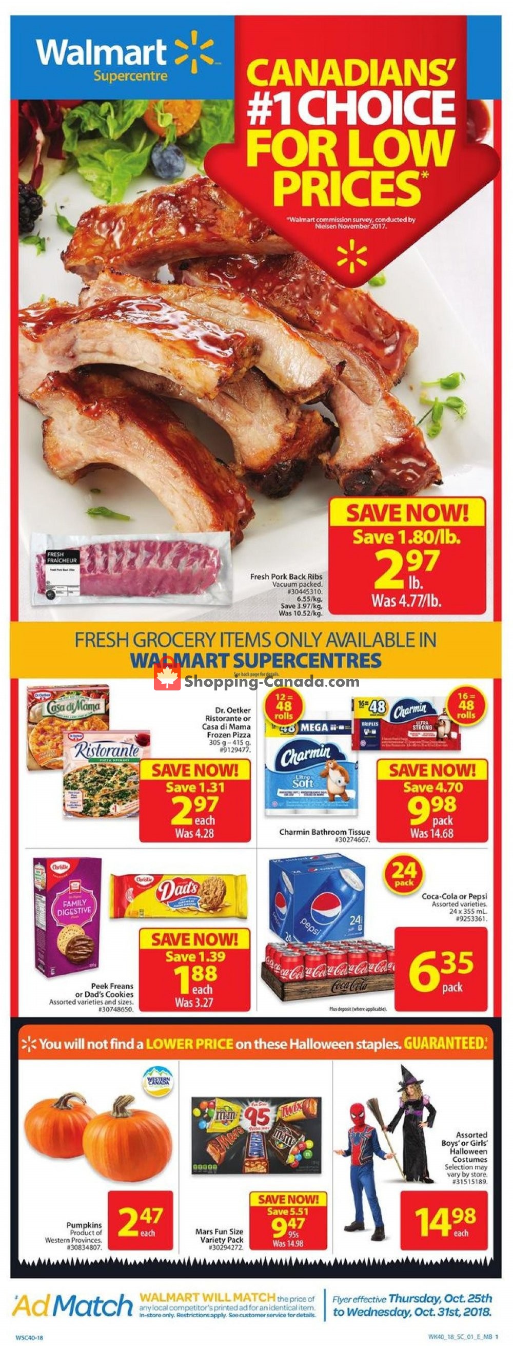 Walmart flyer from Thursday October 25, 2018 to Wednesday October 31, 2018 - page 1