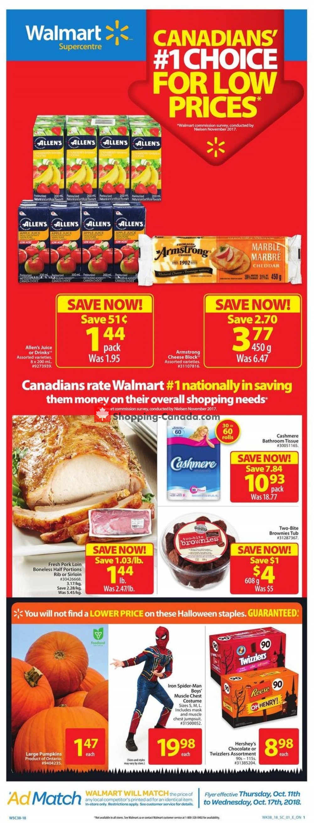 Walmart flyer from Thursday October 11, 2018 to Wednesday October 17, 2018 - page 1