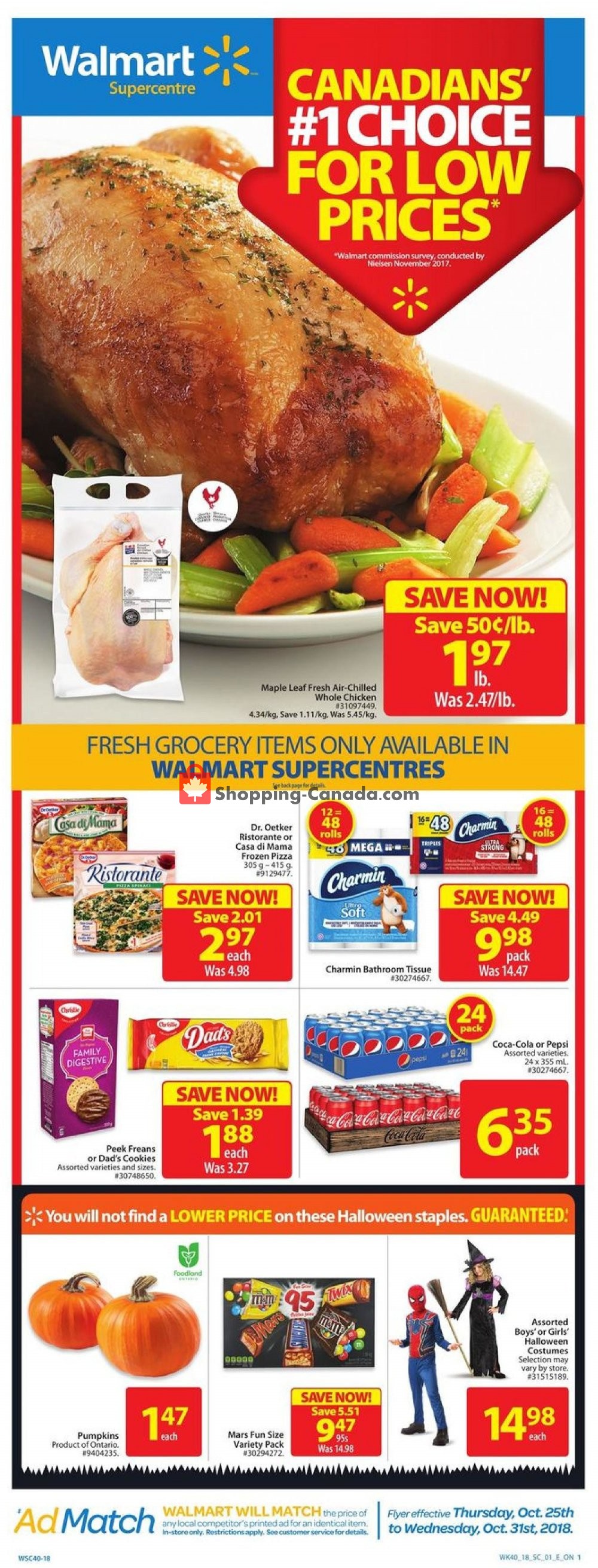 Walmart flyer from Thursday October 25, 2018 to Wednesday October 31, 2018 - page 1