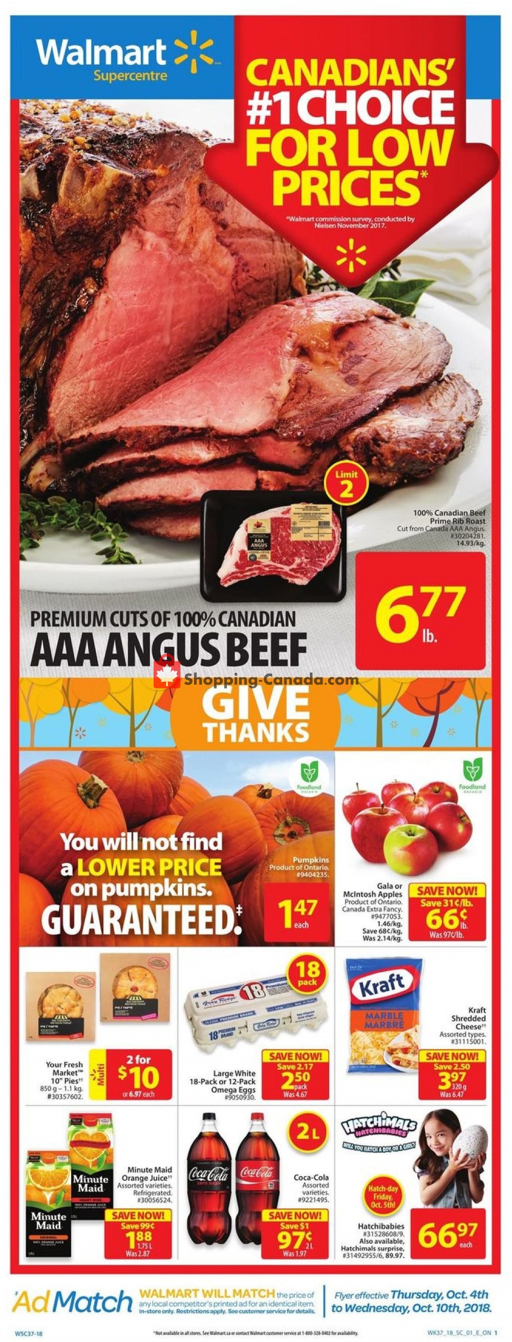 Walmart flyer from Thursday October 4, 2018 to Wednesday October 10, 2018 - page 1