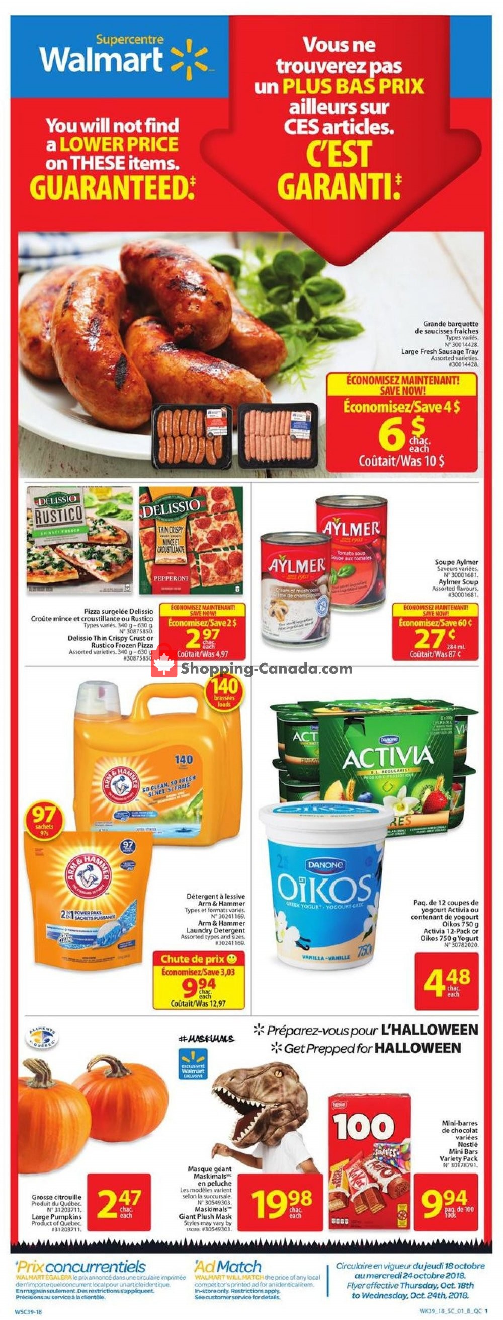 Walmart flyer from Thursday October 18, 2018 to Wednesday October 24, 2018 - page 1