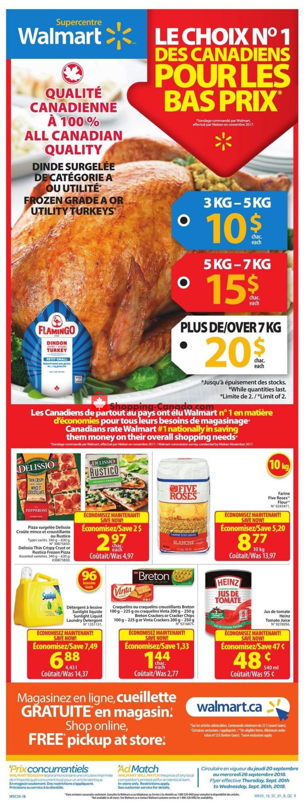 Walmart flyer from Thursday September 20, 2018 to Wednesday September 26, 2018 - page 1